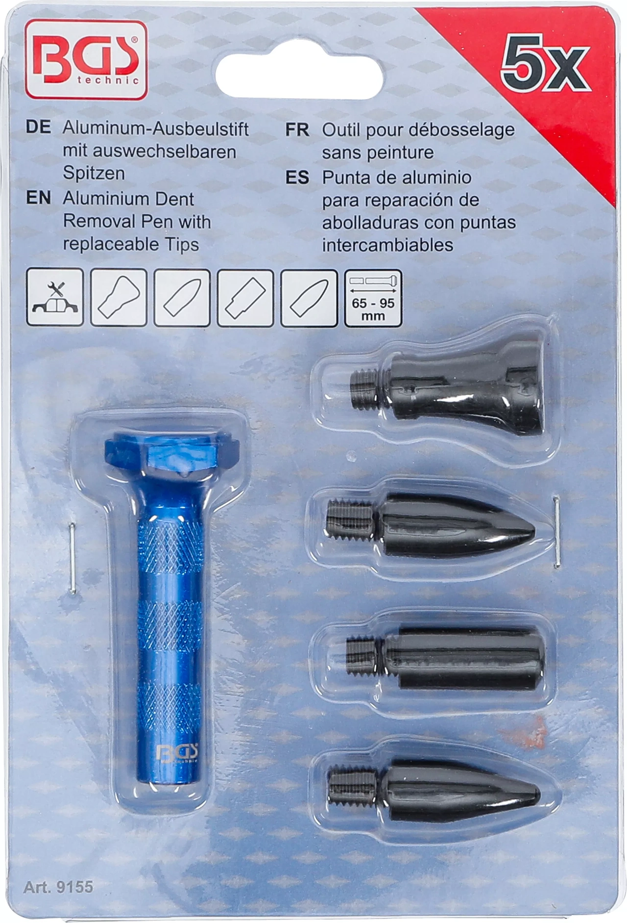 Aluminium-utbuktningsstift med utbytbara spetsar | 100 mm