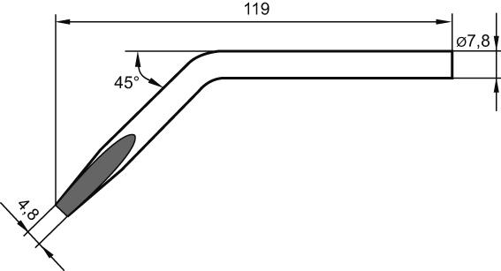 Lödspets, Vinklad, 4,8mm, 082Jd