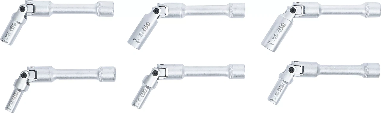 Universal-hylsnyckelsats för tändstift, sexkants | 10 mm (3/8 tum) | 8 - 16 mm | 6 delar