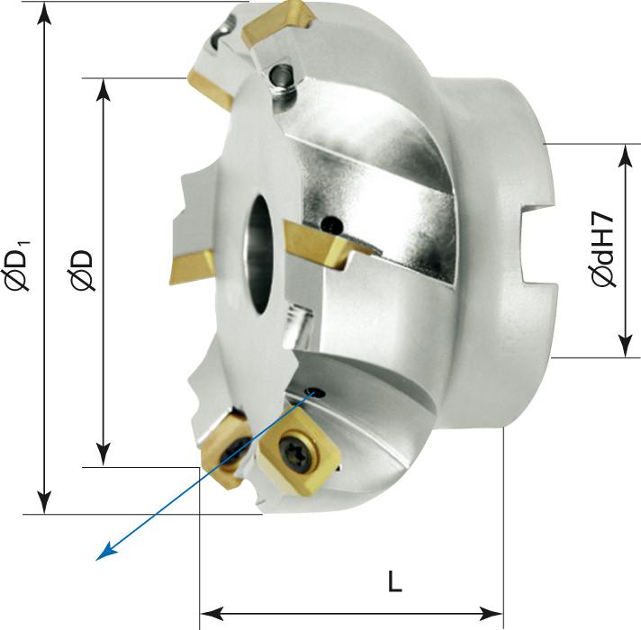 Planfräs IKZ 45° SEET/SEEW D 100mm 7 Skär