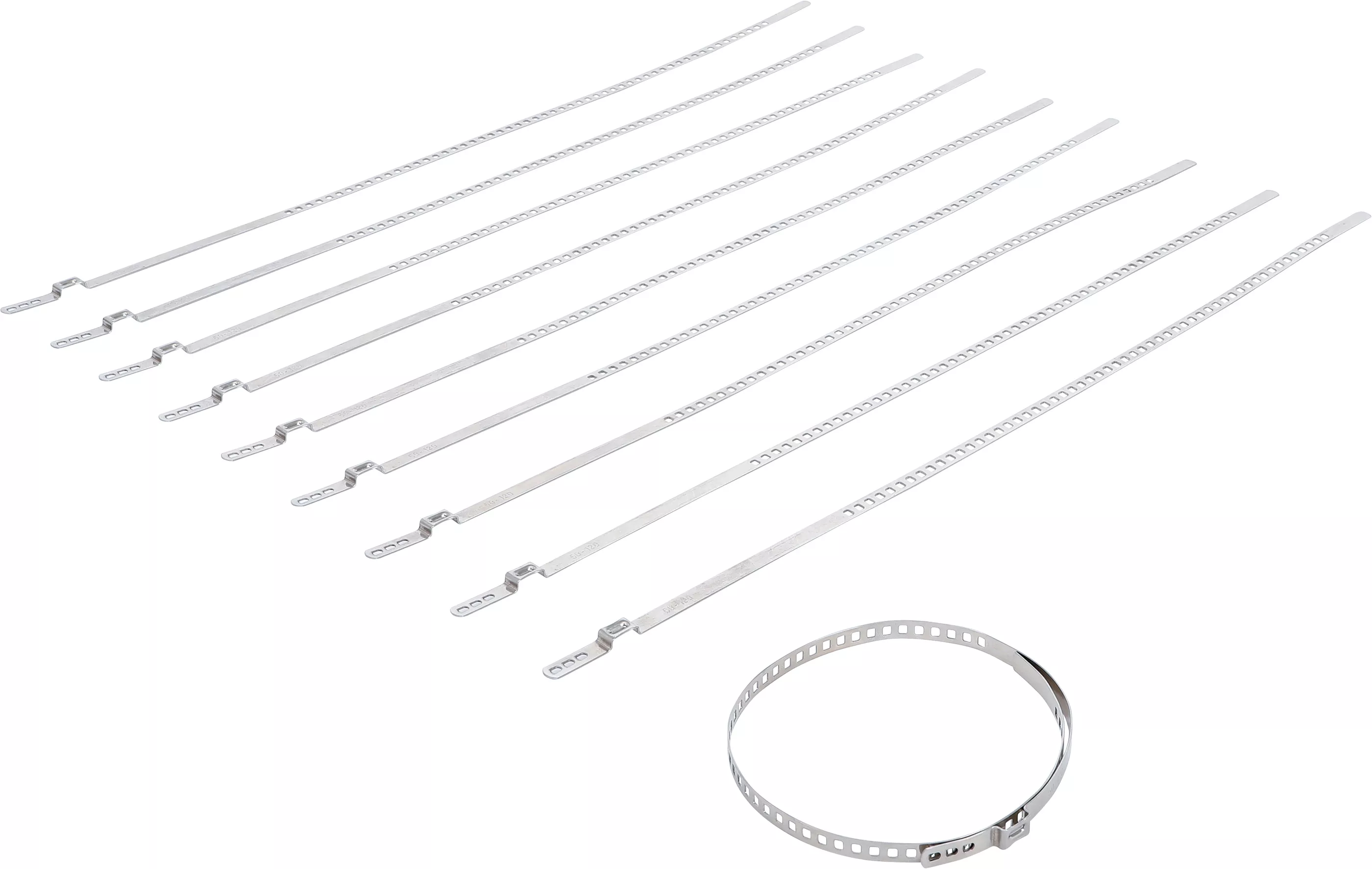 Axelmatchett-klämmare-sats | Rostfritt stål | 7 mm | 50 - 120 mm | 10 delar