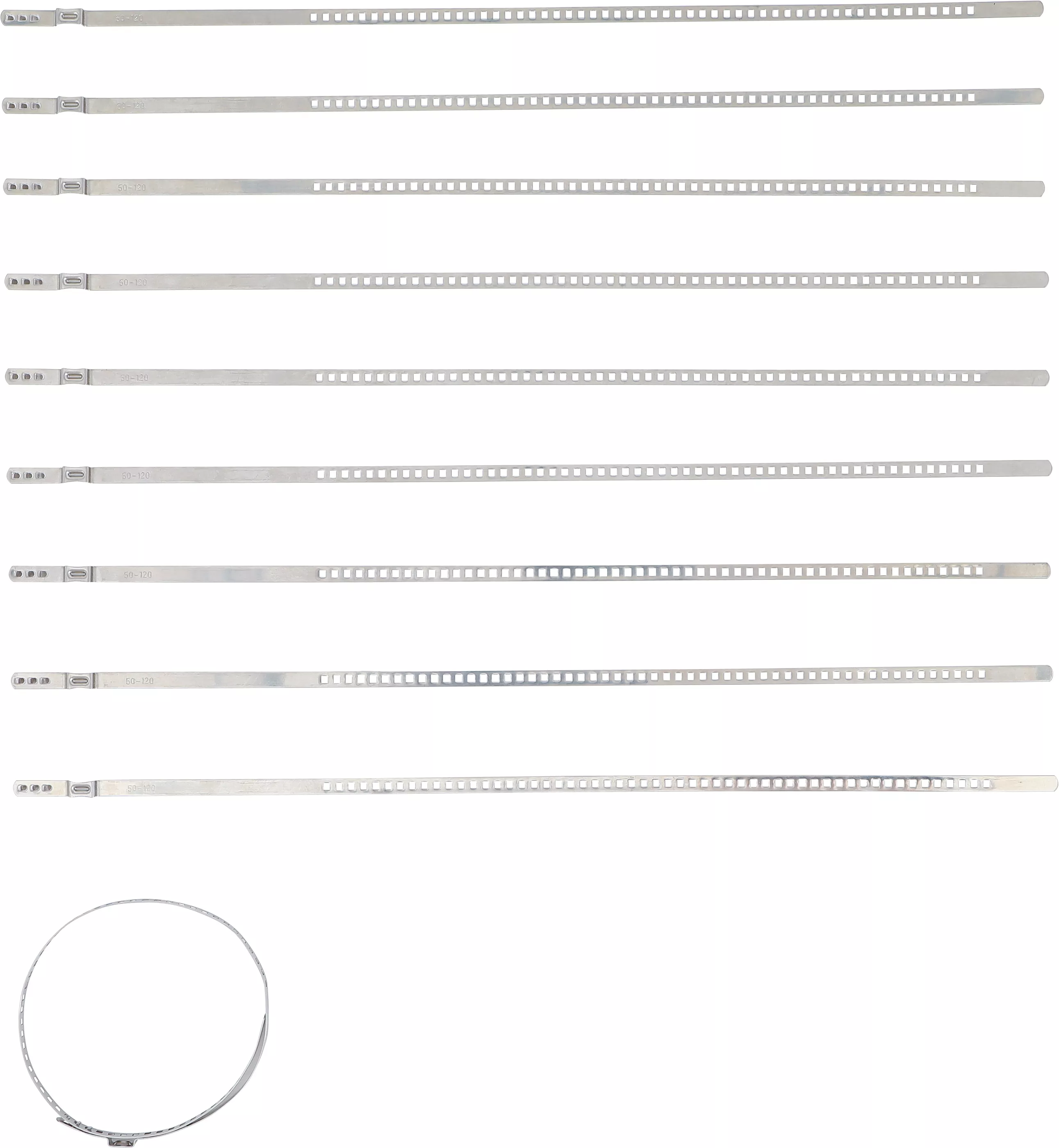 Axelmatchett-klämmare-sats | Rostfritt stål | 7 mm | 50 - 120 mm | 10 delar