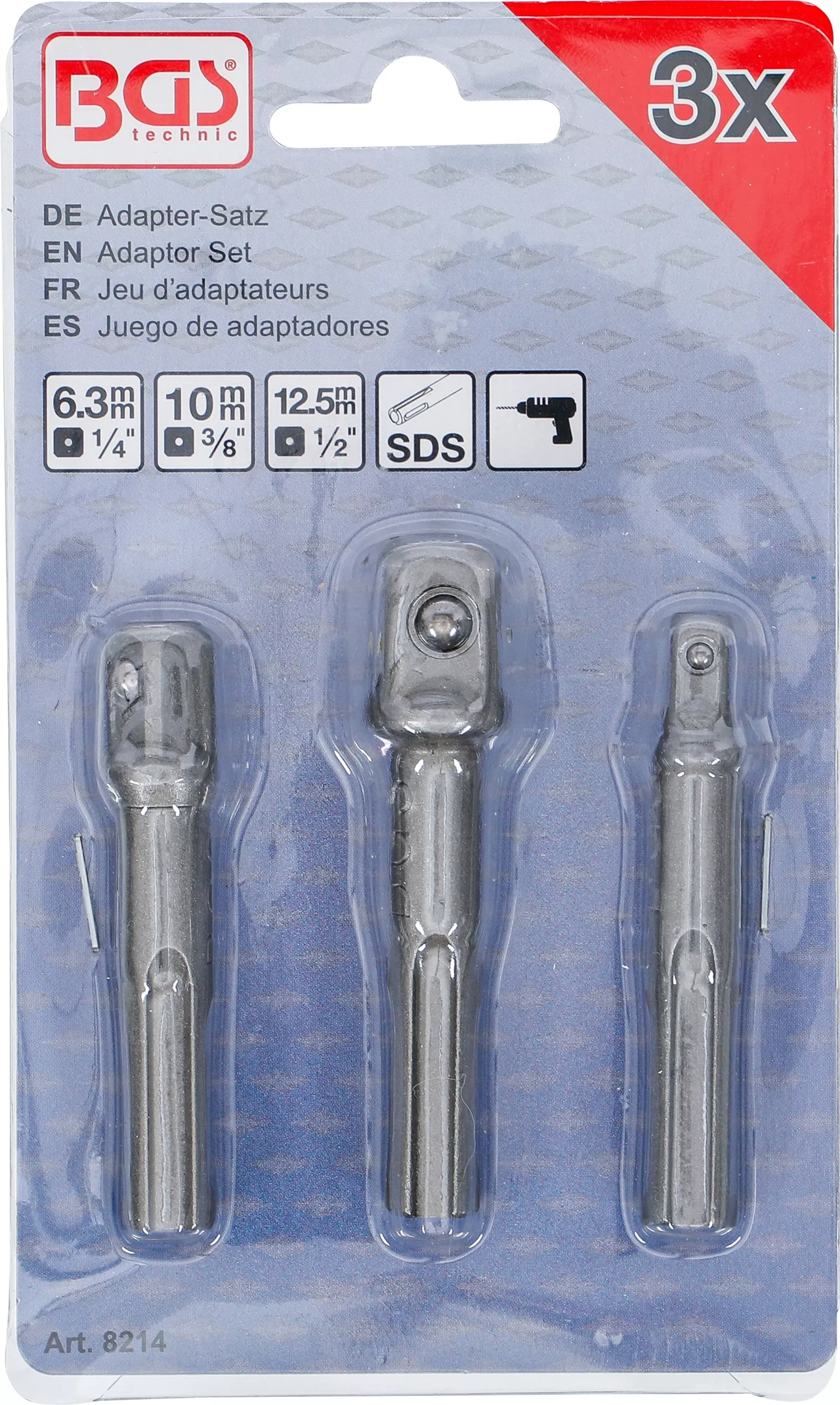 Adaptersats | SDS - 6,3 mm (1/4"), 10 mm (3/8"), 12,5 mm (1/2") | 3 delar