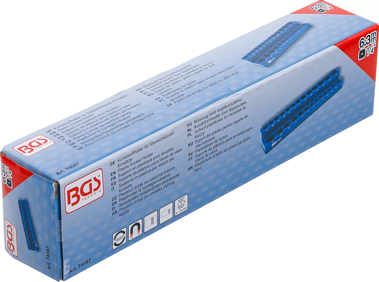 Plasthållare för hylsor | Magnetisk | 6,3 mm (1/4")