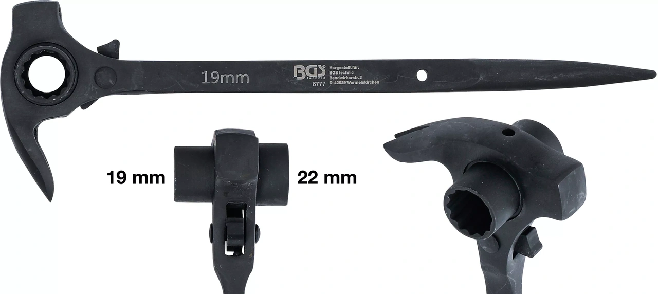 Spärrskaft för ställningsmontage | "4-in-1" | 19 x 22 mm