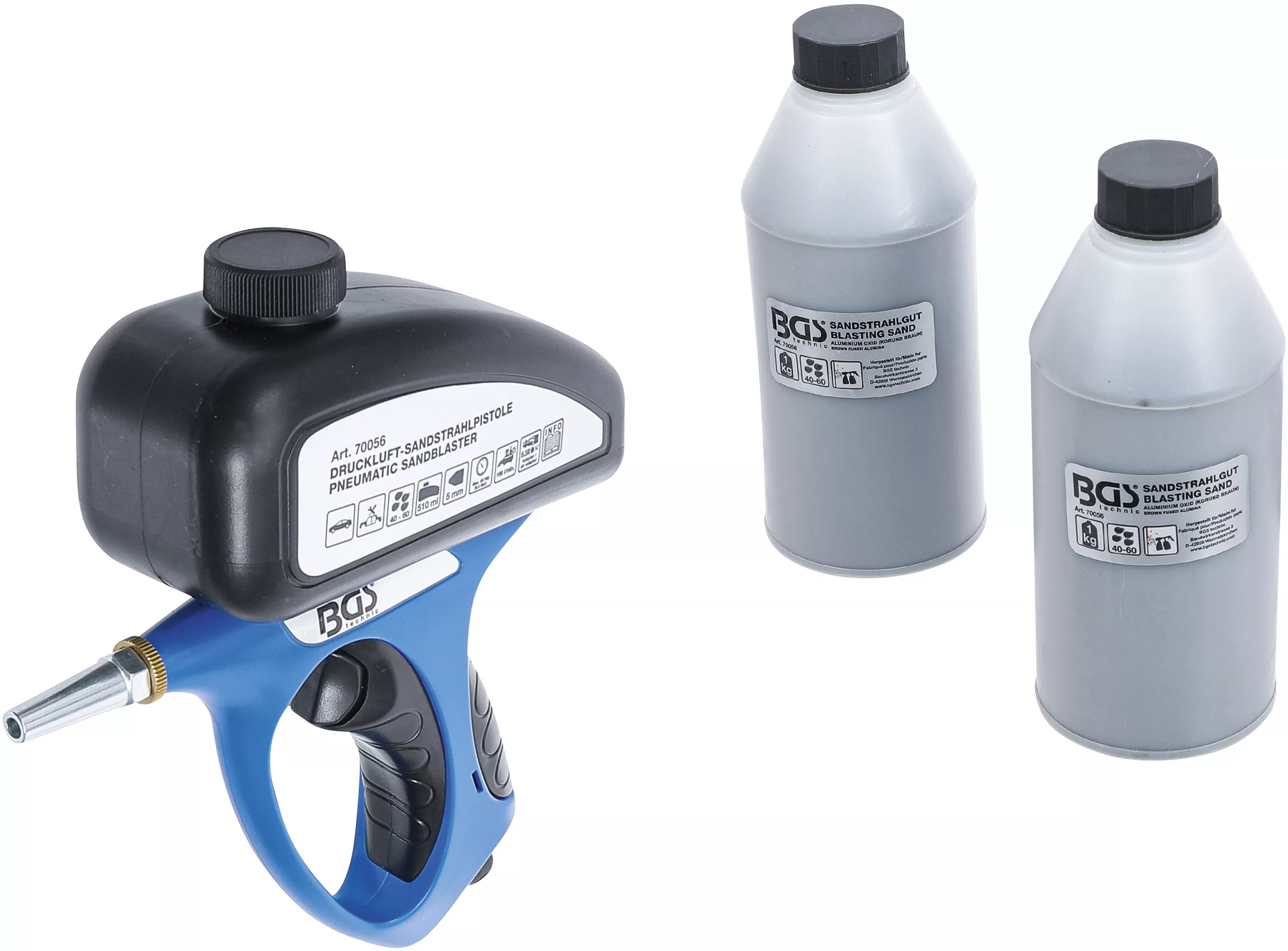 Tryckluft-sandblästringspistol med tillbehör | 3 delar