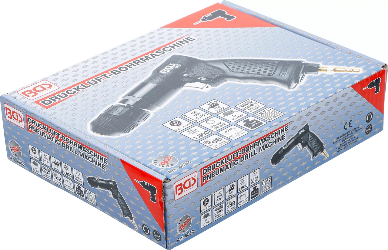 Tryckluft-borrmaskin med 10 mm snabbchuck