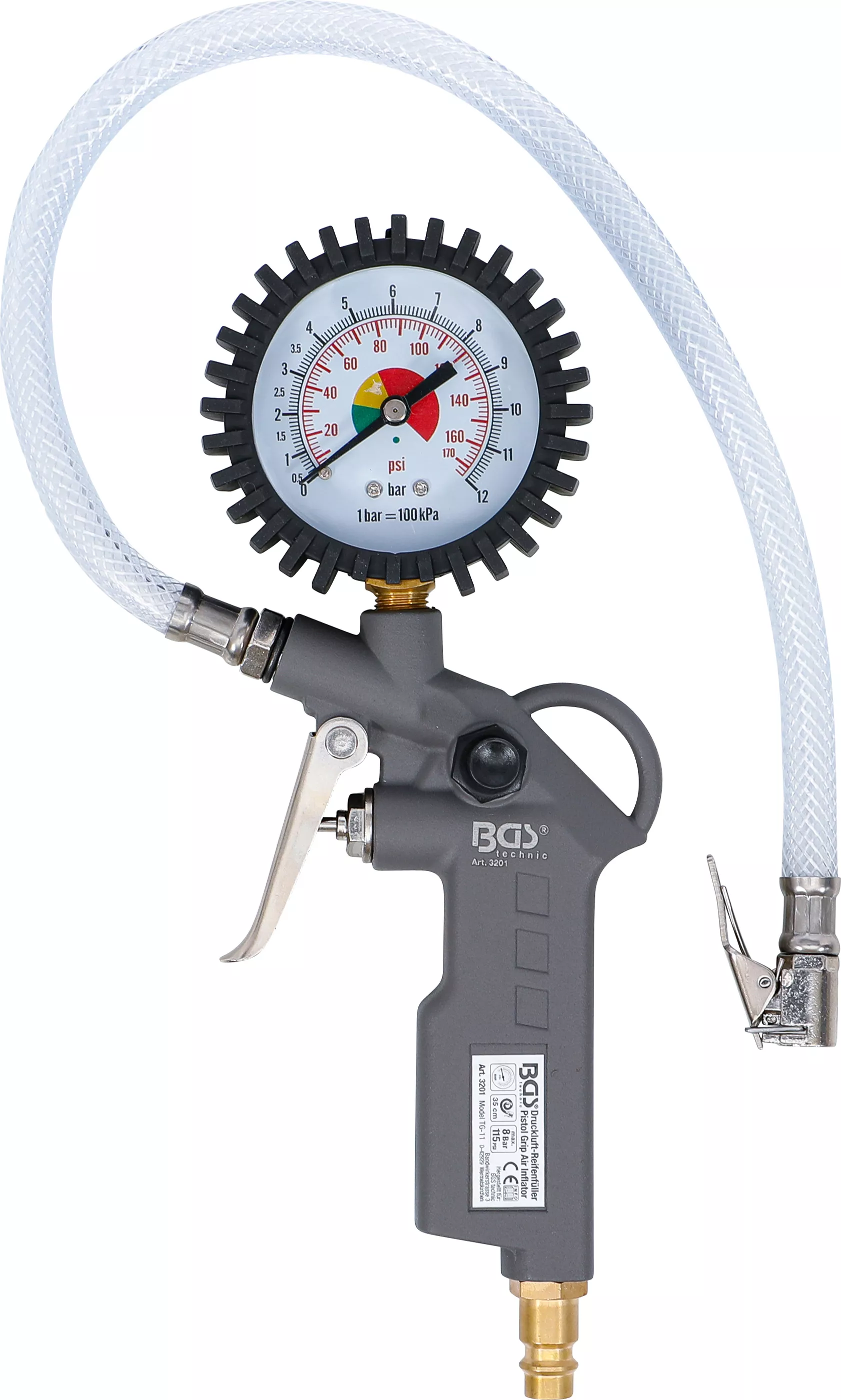 Tryckluft-Däck-Påfyllningspistol | 0 - 8 bar