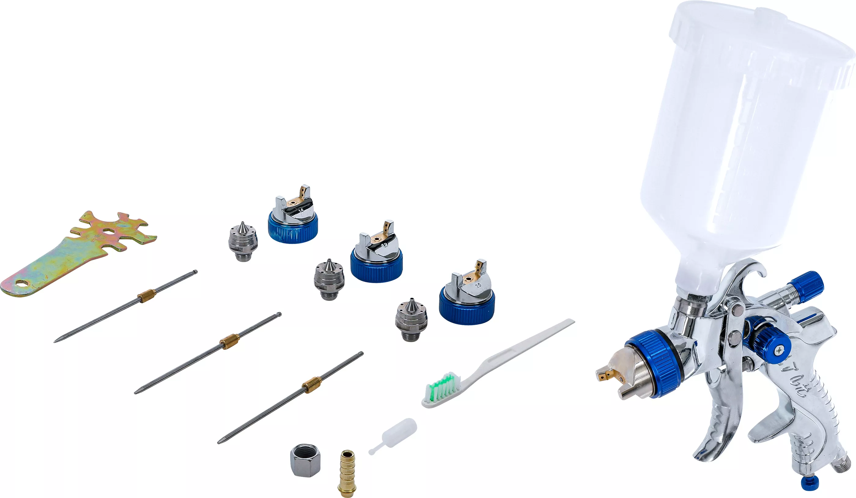 Tryckluft-färgsprutpistol | Med 3 sprutmunstycken | 1,4 - 1,7 - 2,0 mm