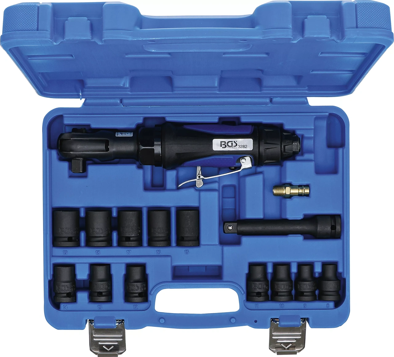 Tryckluft-Spärrskruvdragare-sats | 12,5 mm (1/2") | 102 Nm | 14 delar
