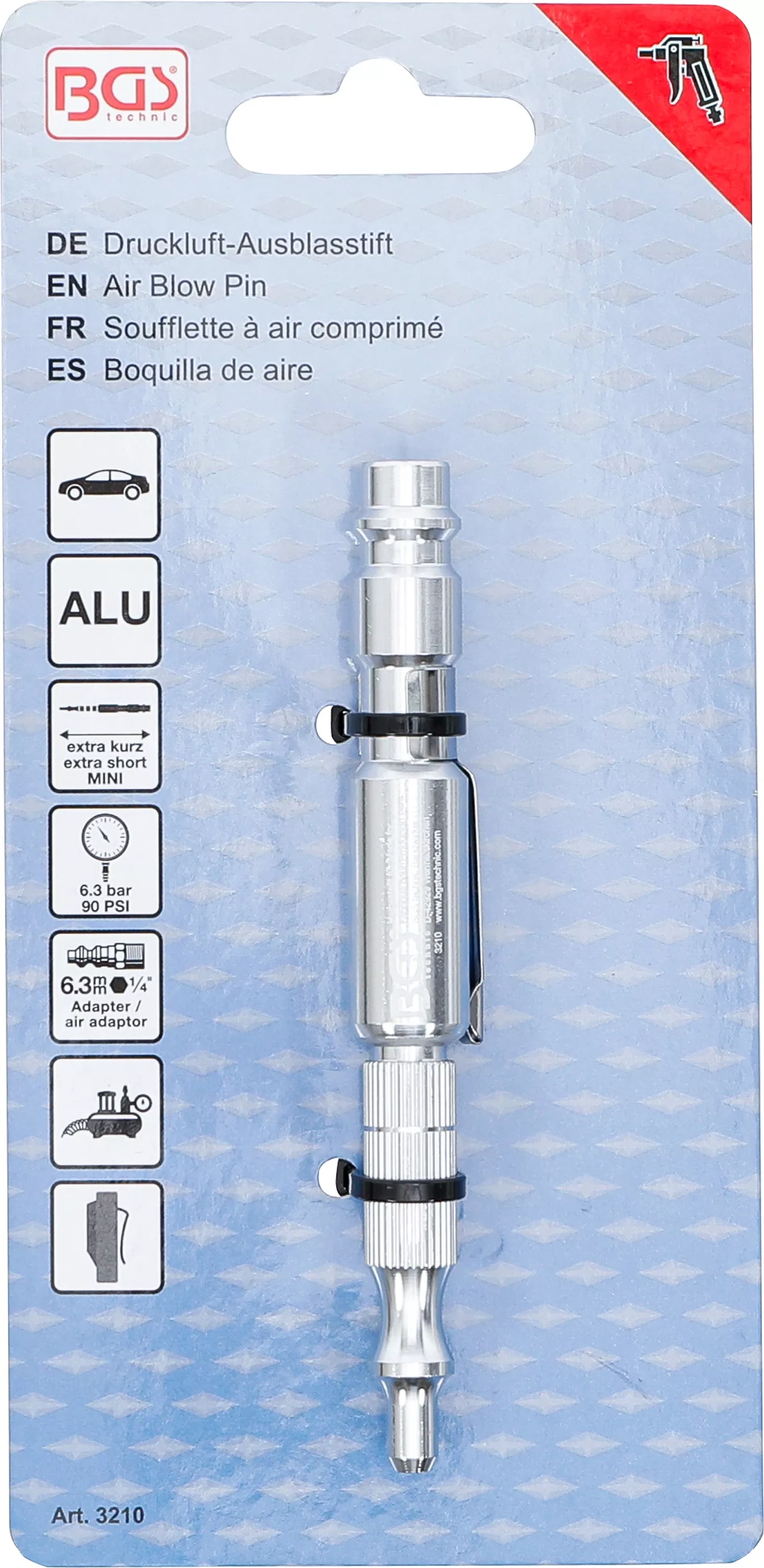 Pneumatiskt blåsstift | aluminiumutförande | 110 mm