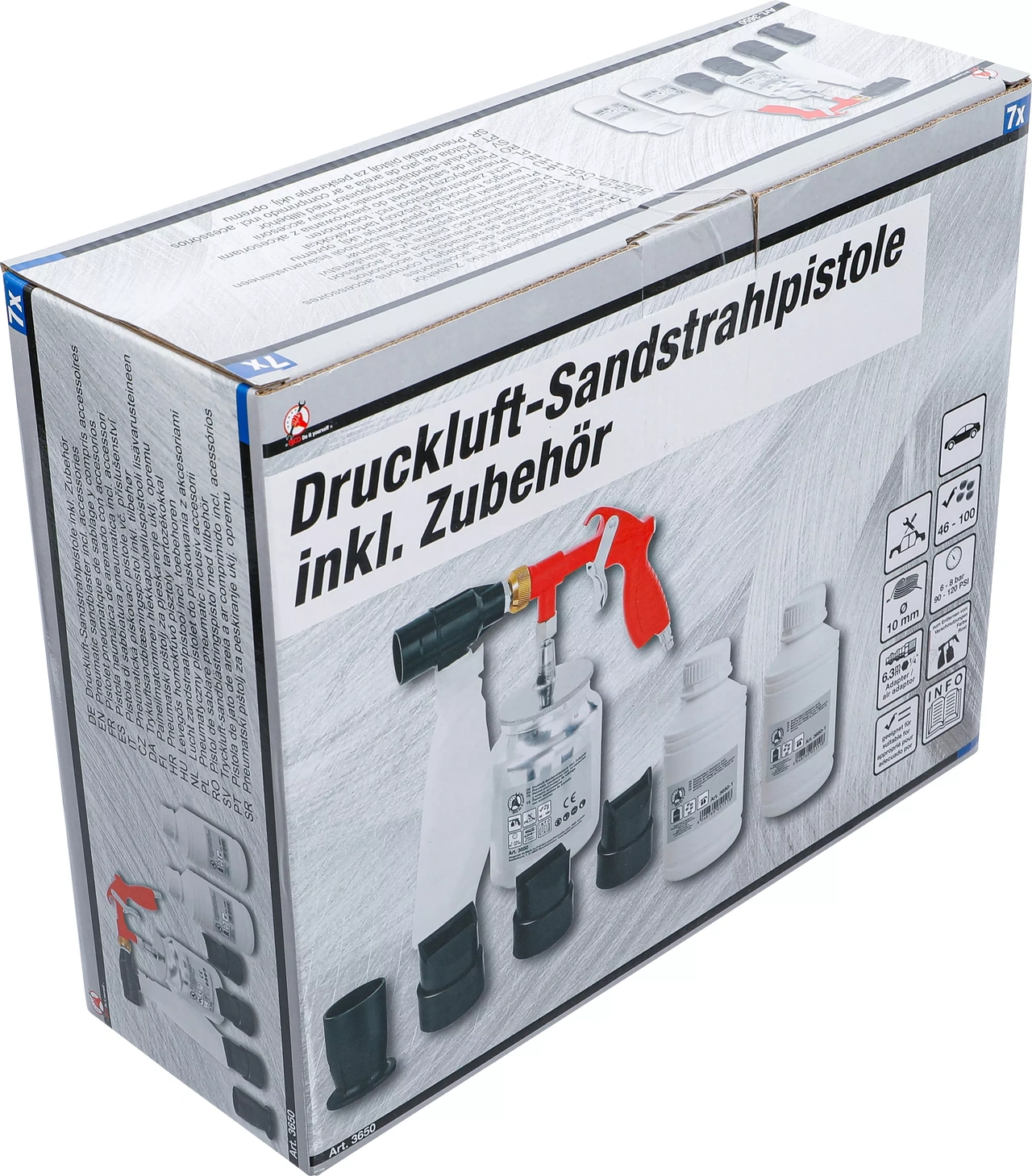Tryckluft-sandblästringspistol med tillbehör