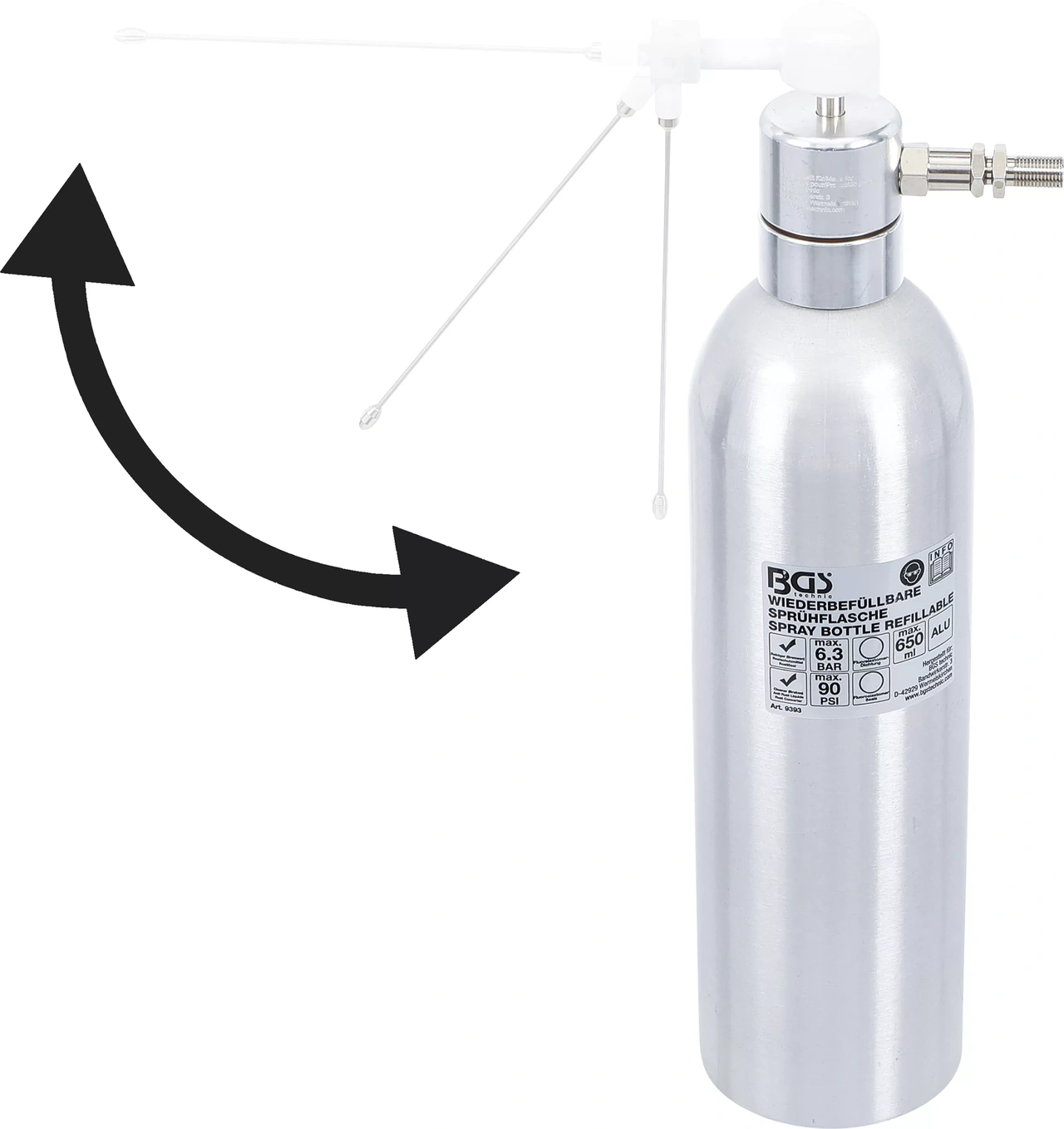 Tryckluft-Sprutflaska | Aluminiumutförande | 650 ml