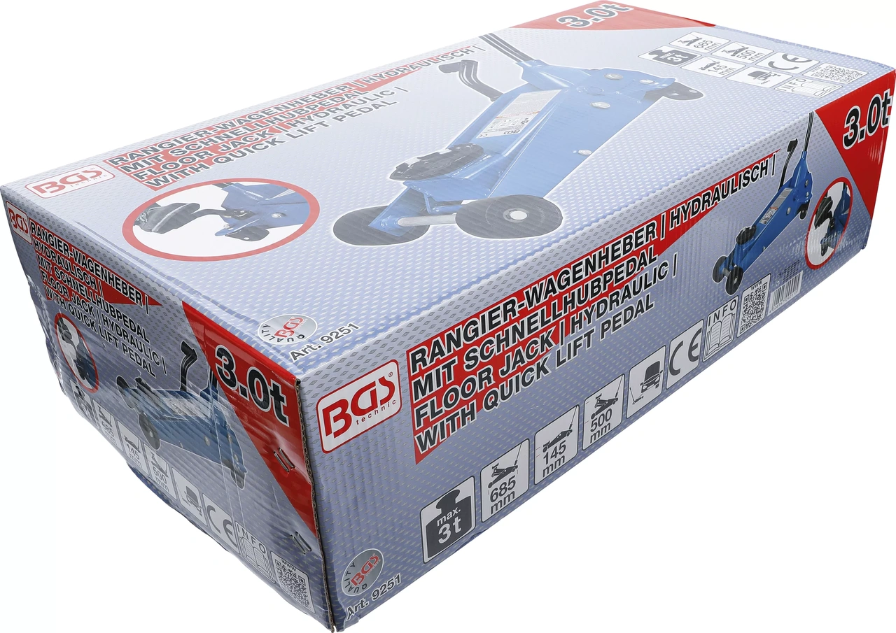 Förflyttnings-Domkraft | hydraulisk | 3 t | med snabblyftpedal