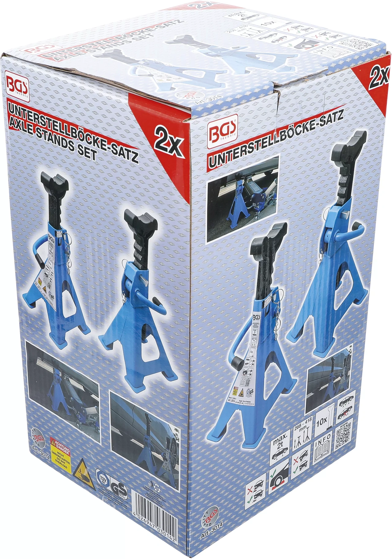 Pallbockar | Bärförmåga 2000 kg / Par | Lyft 268 - 418 mm | 1 Par