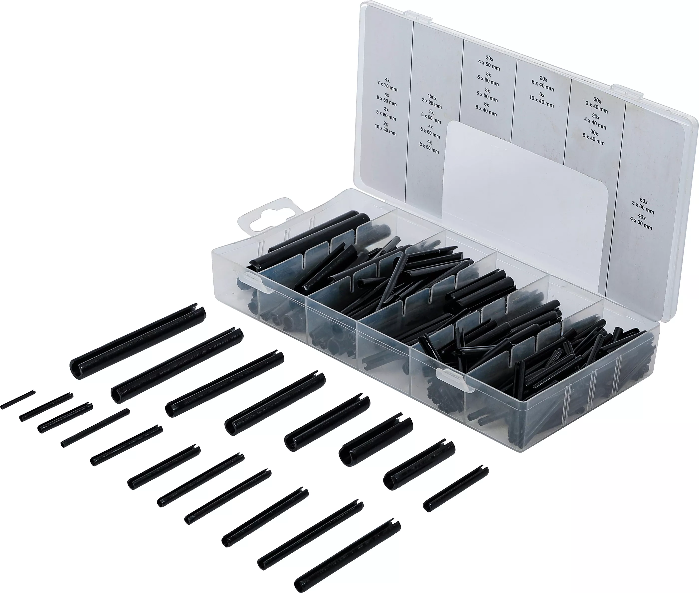 Fjädrande rörpinne/spännstift-Sortiment | 450 delar