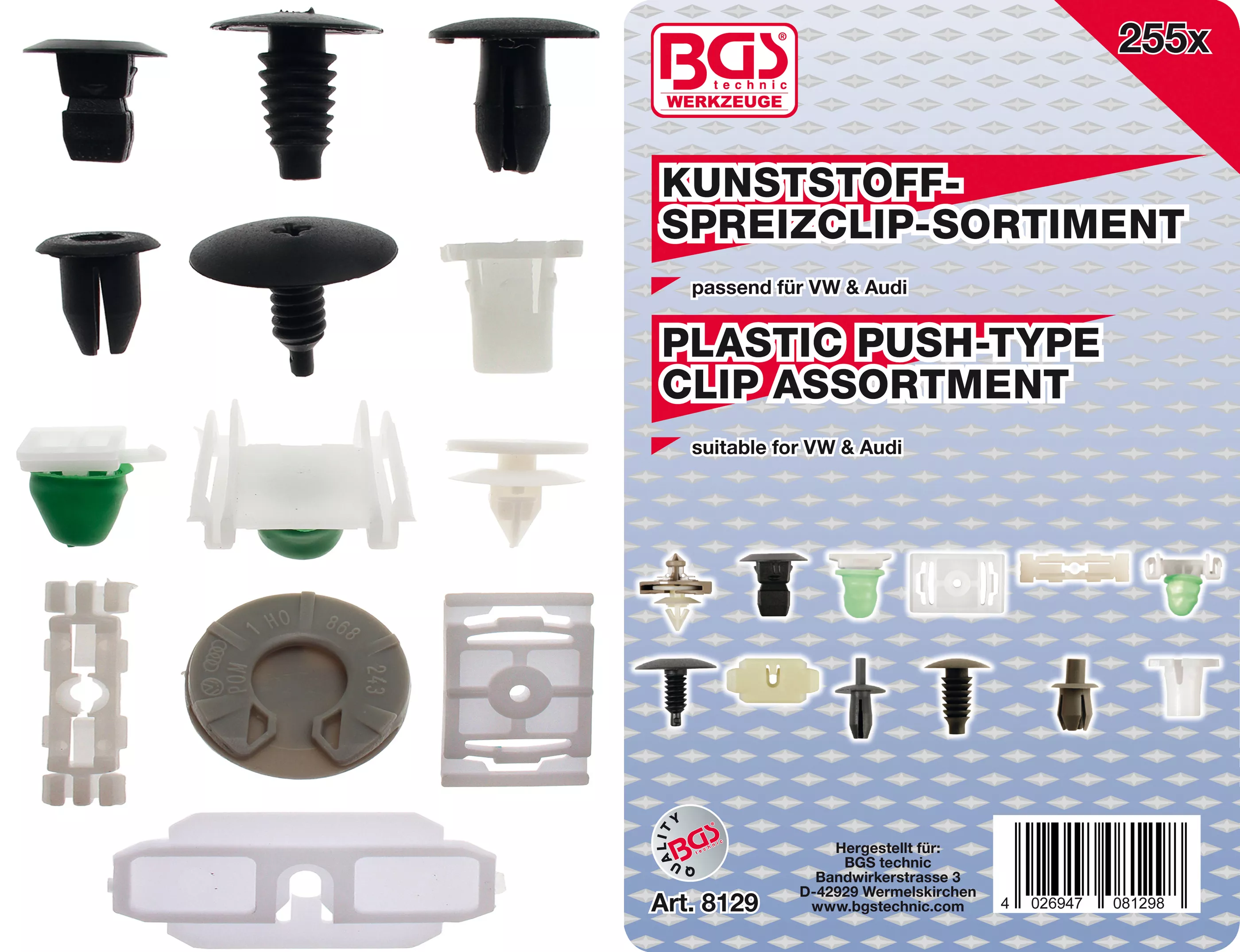 Klädsel-Clip-Sortiment för VW fordon | 255 delar