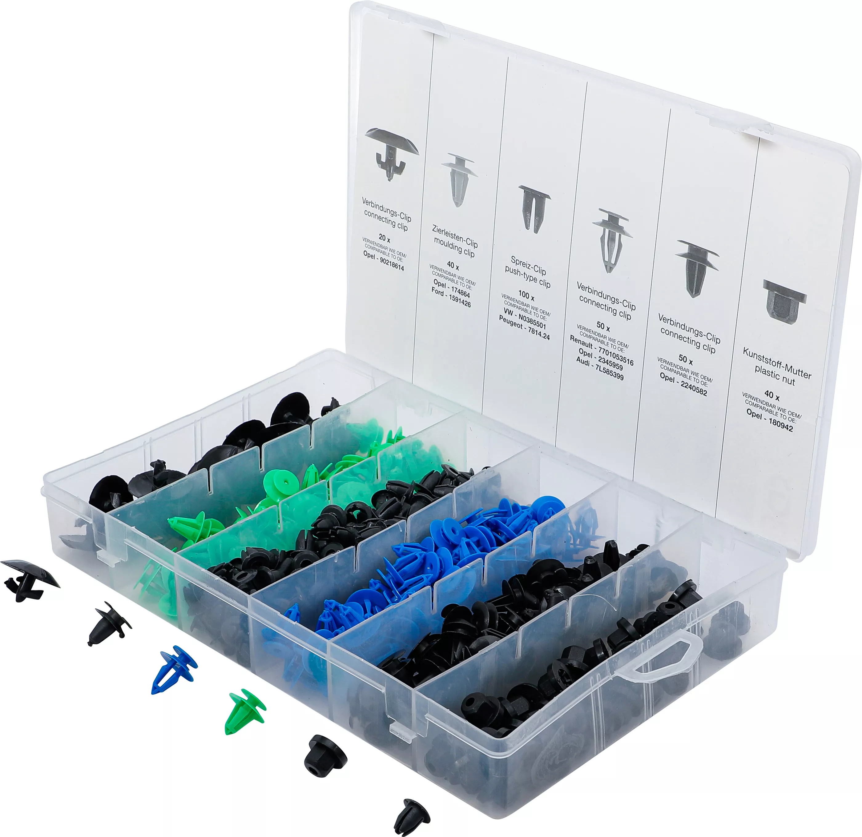 Fordon-Fastsättningsklämma-Sortiment för Opel | 300 delar