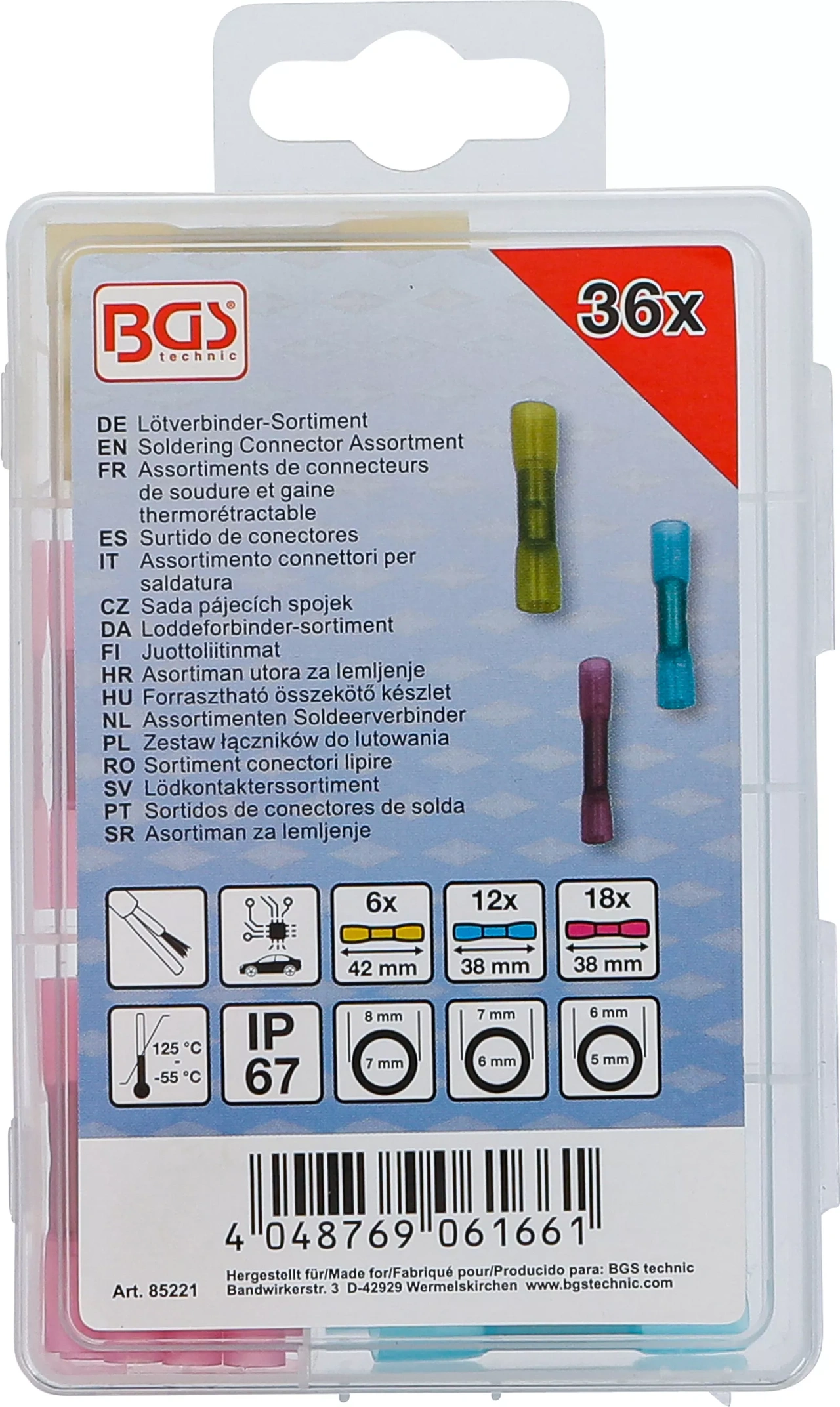 Lödkontakterssortiment | med krympslang | 36 delar