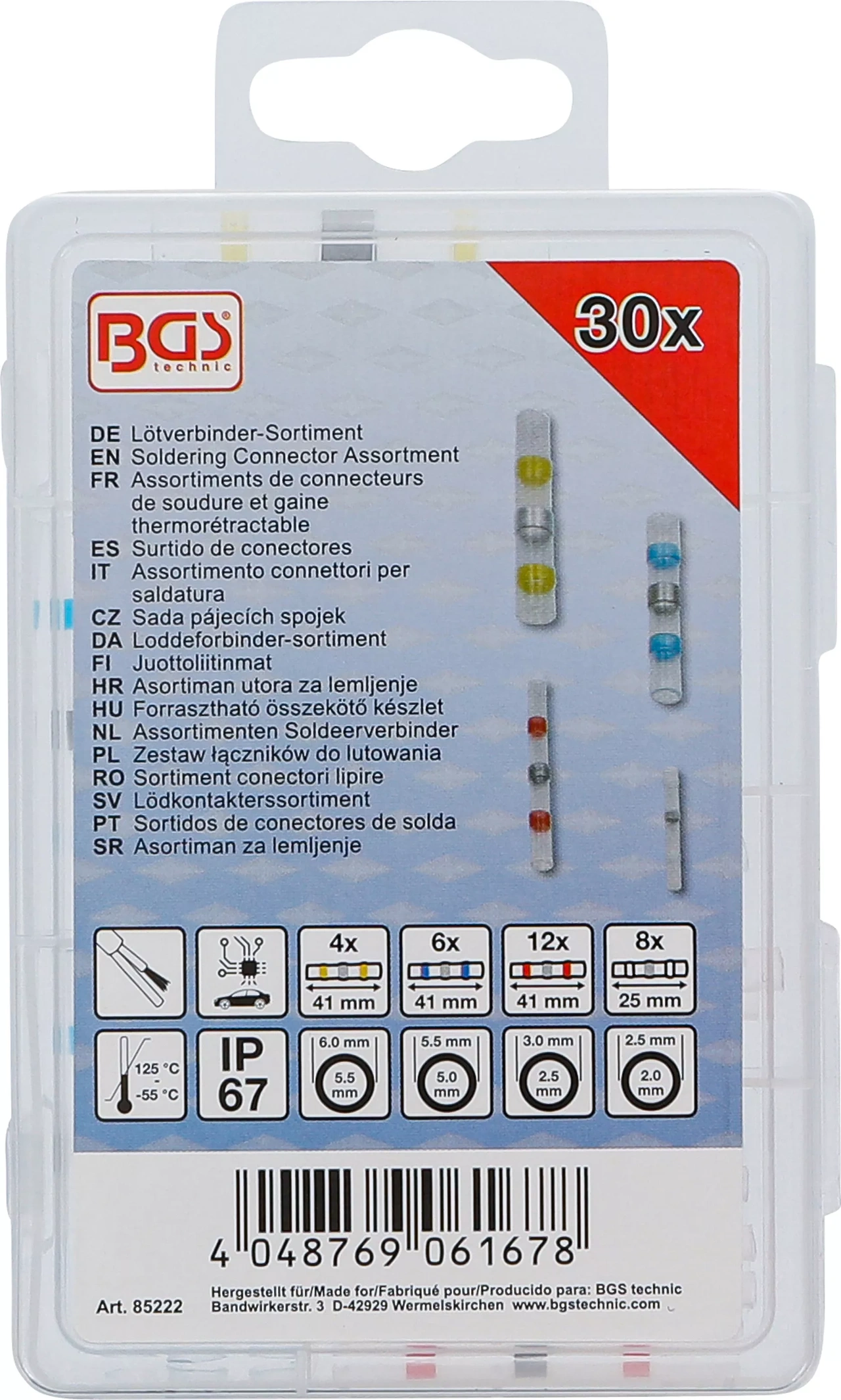 Lödkontakterssortiment | med krympslang | 30 delar