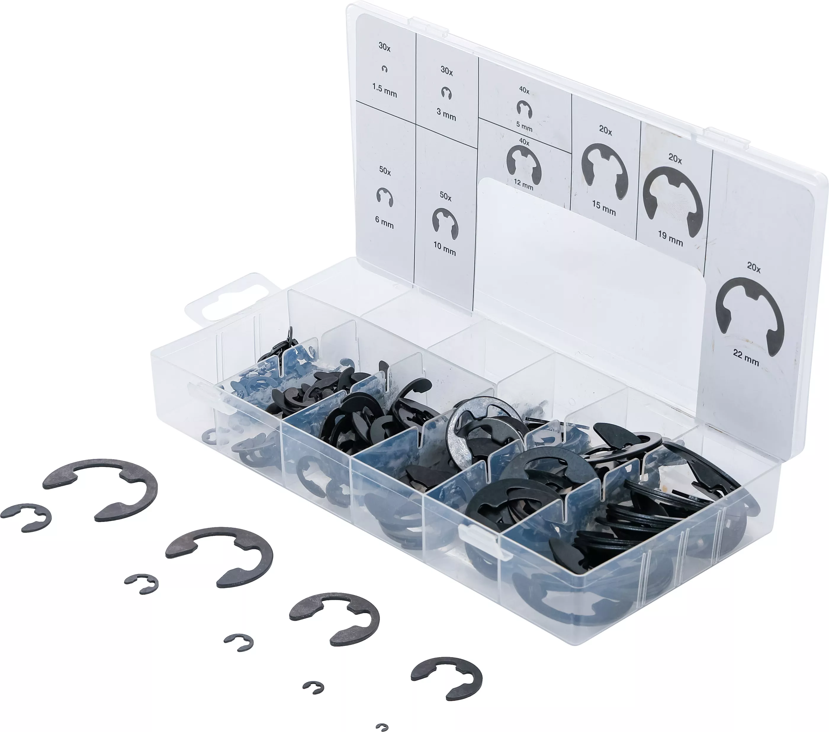 E-Låsring-Sortiment | 1,5 - 22 mm | 300 delar
