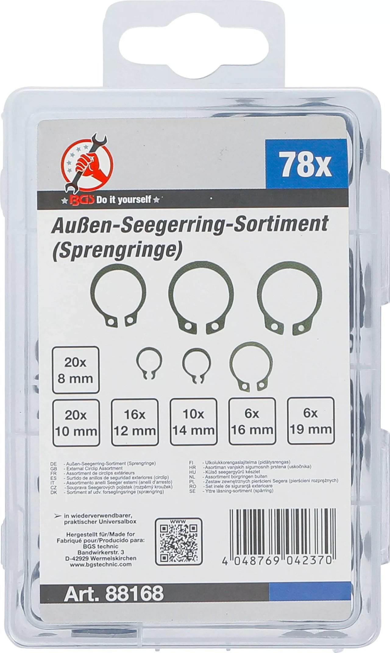 Yttre låsning-sortiment (spårring) | Ø 8 - 19 mm | 78 delar