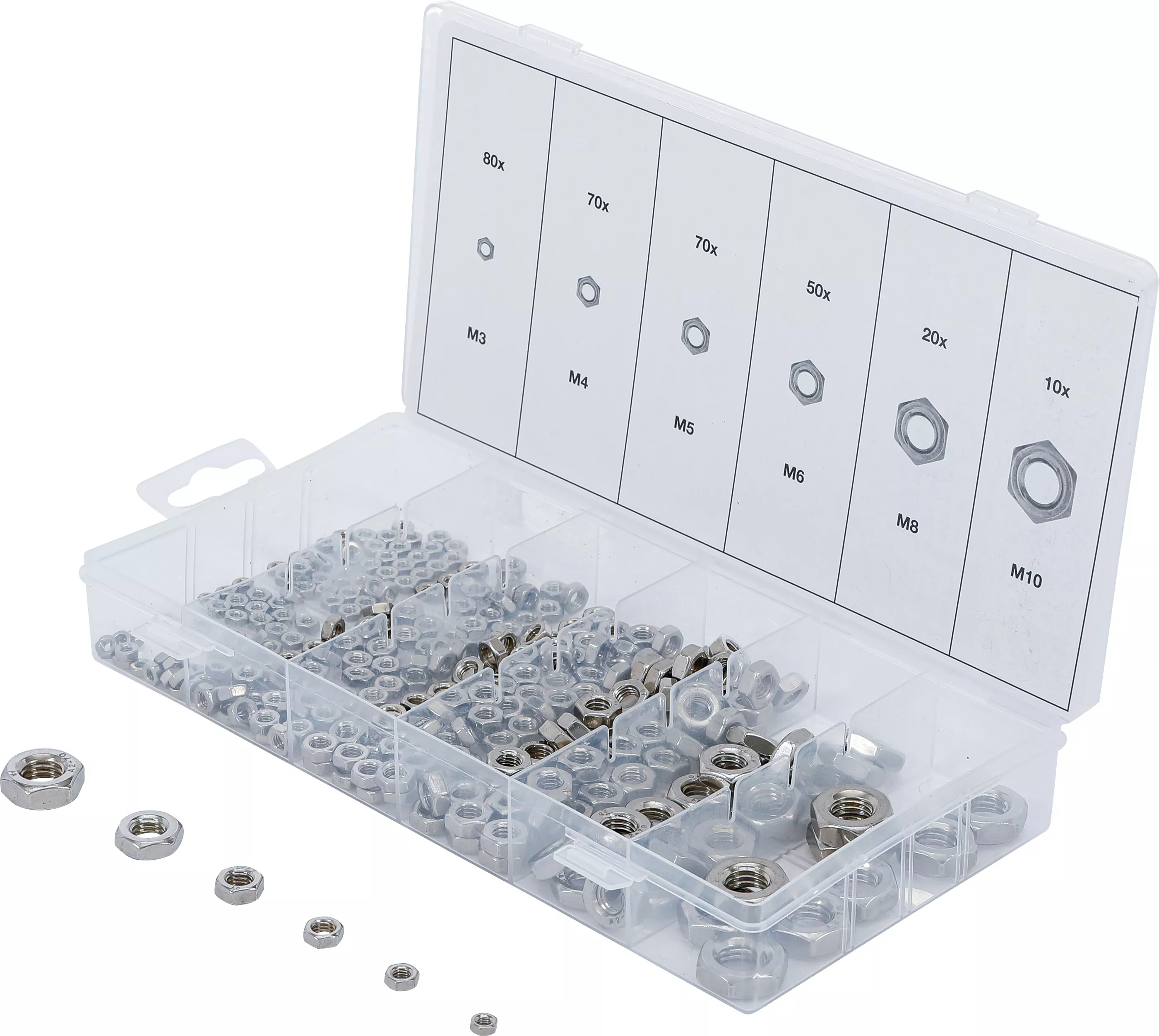 Sexkant-Mutter-Sortiment | Rostfritt stål | 300 delar