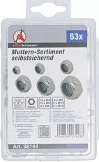 Mutter-sortiment | Självlåsande | Metriskt | M4 - M12 | 53 delar