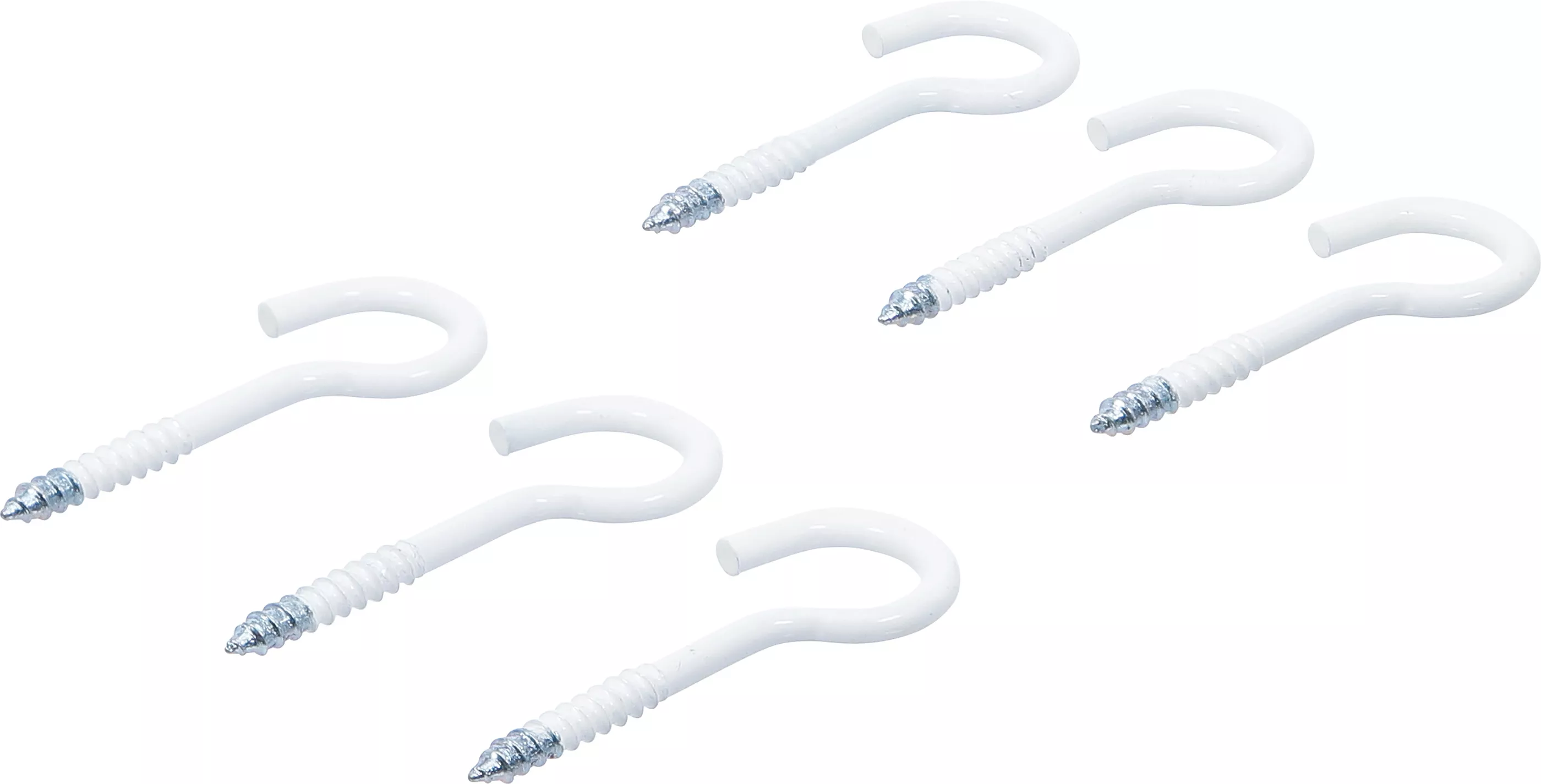 Skruvkrok-Sortiment | vitt | Plastbelagda | 60 mm | 6 delar