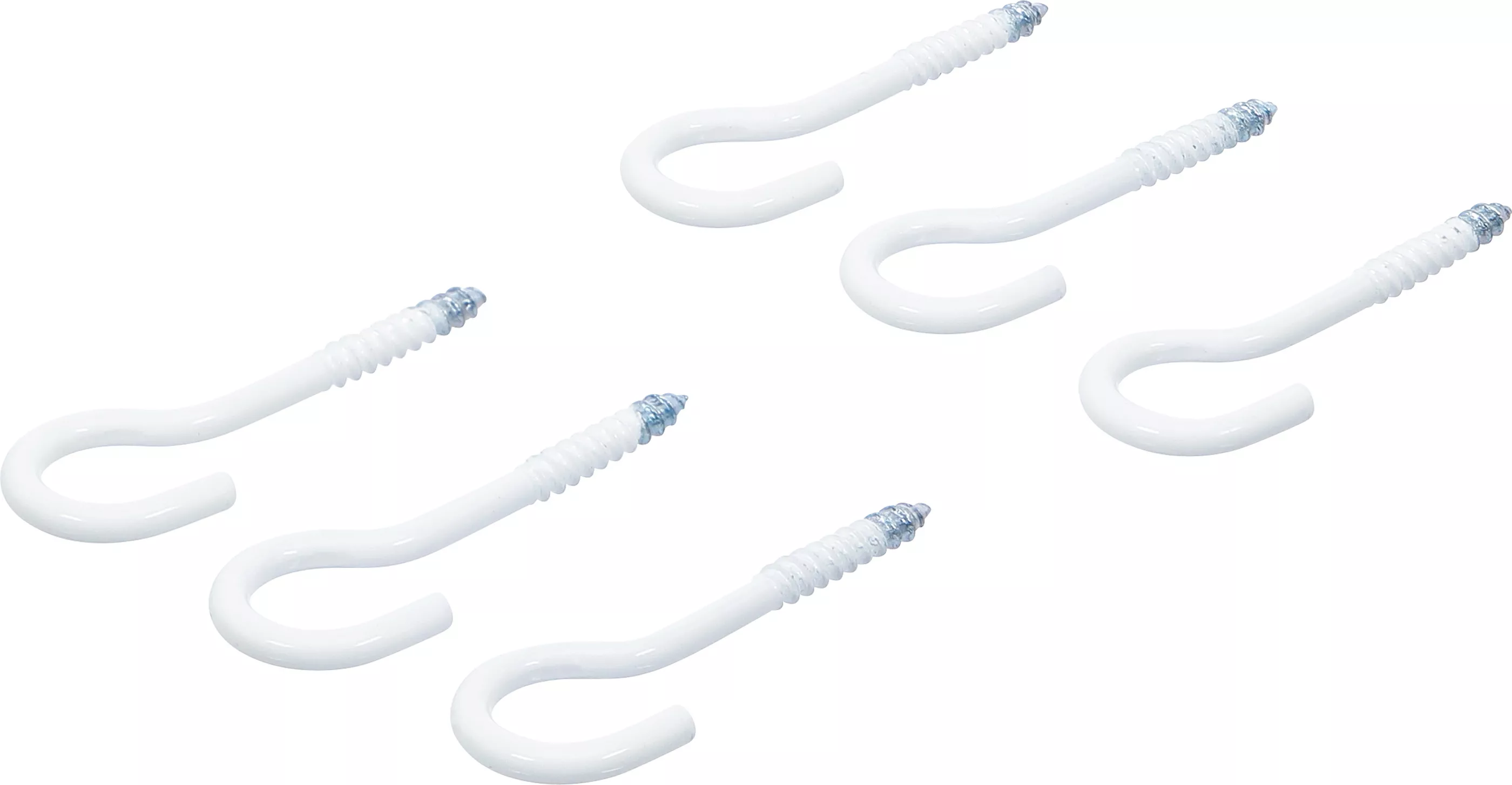 Skruvkrok-Sortiment | vitt | Plastbelagda | 60 mm | 6 delar