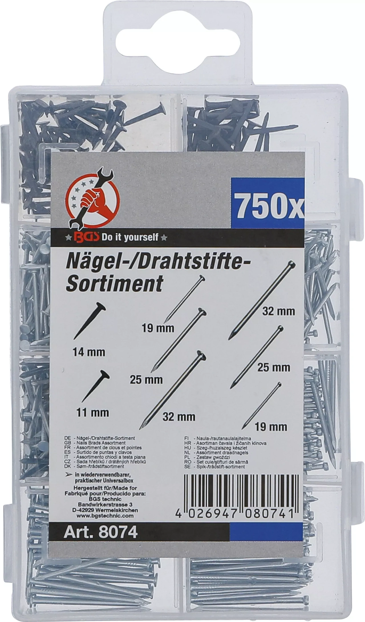 Spik-/trådstift-sortiment | 750 delar