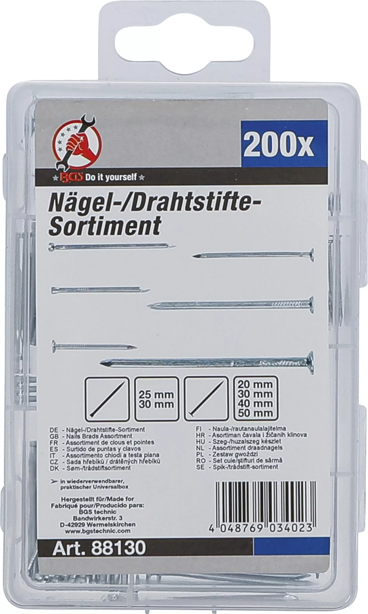 Spik-/trådstift-sortiment | 200 delar