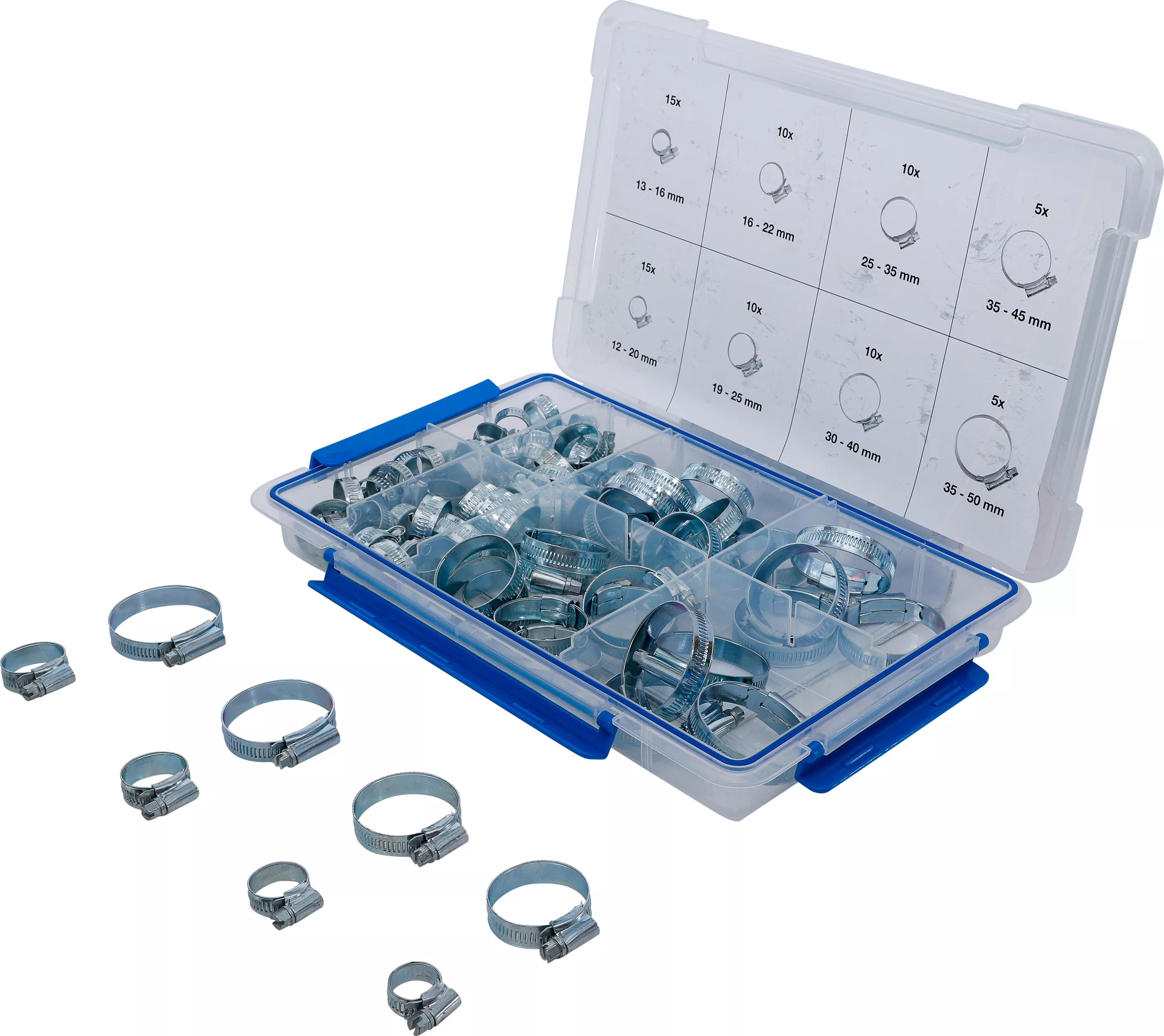 Fjäderband-Slangklämmor-Sortiment | 80 delar