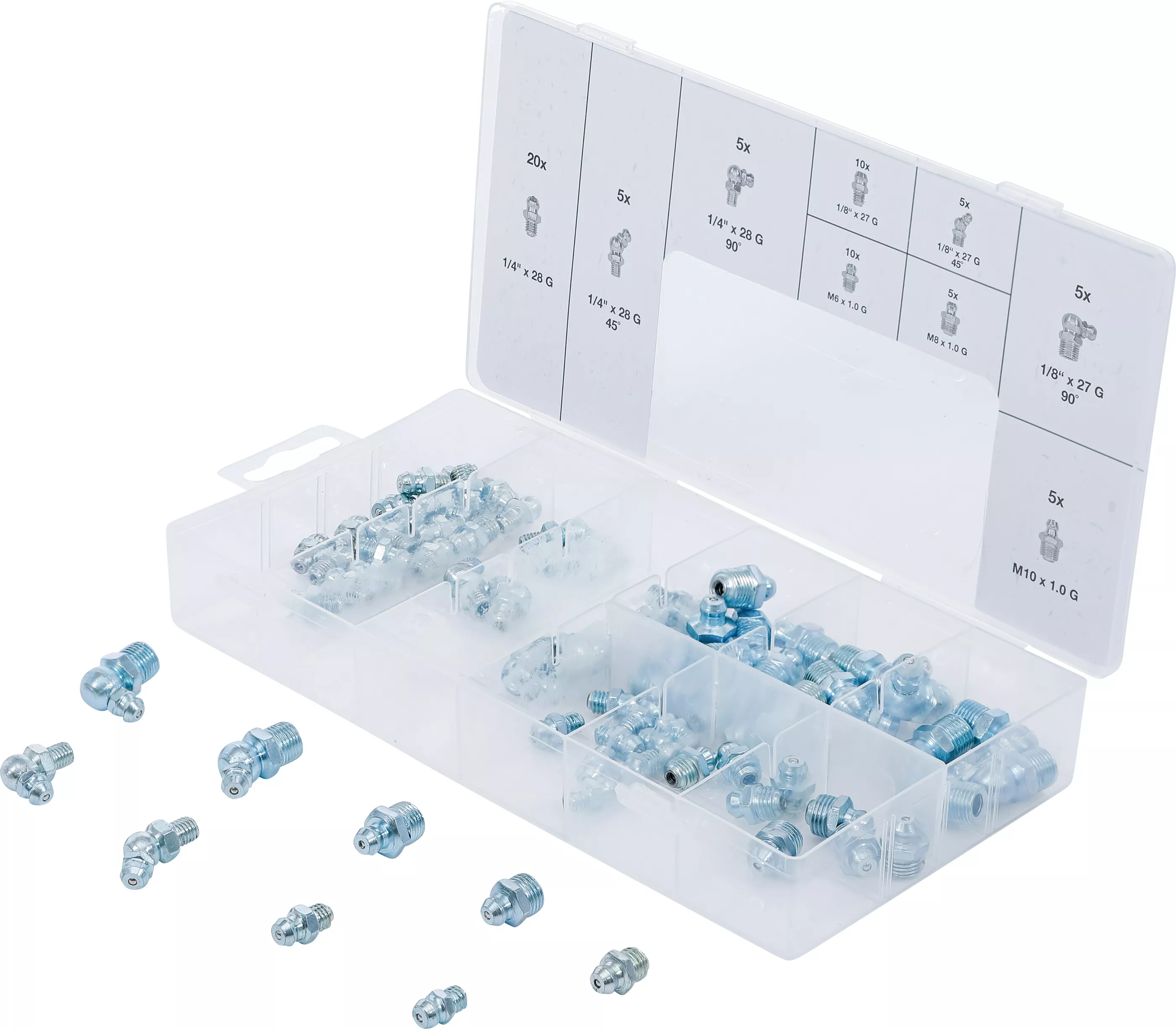 Smörjnippel-Sortiment | Metrisk / Tumsstorlekar | 70 delar