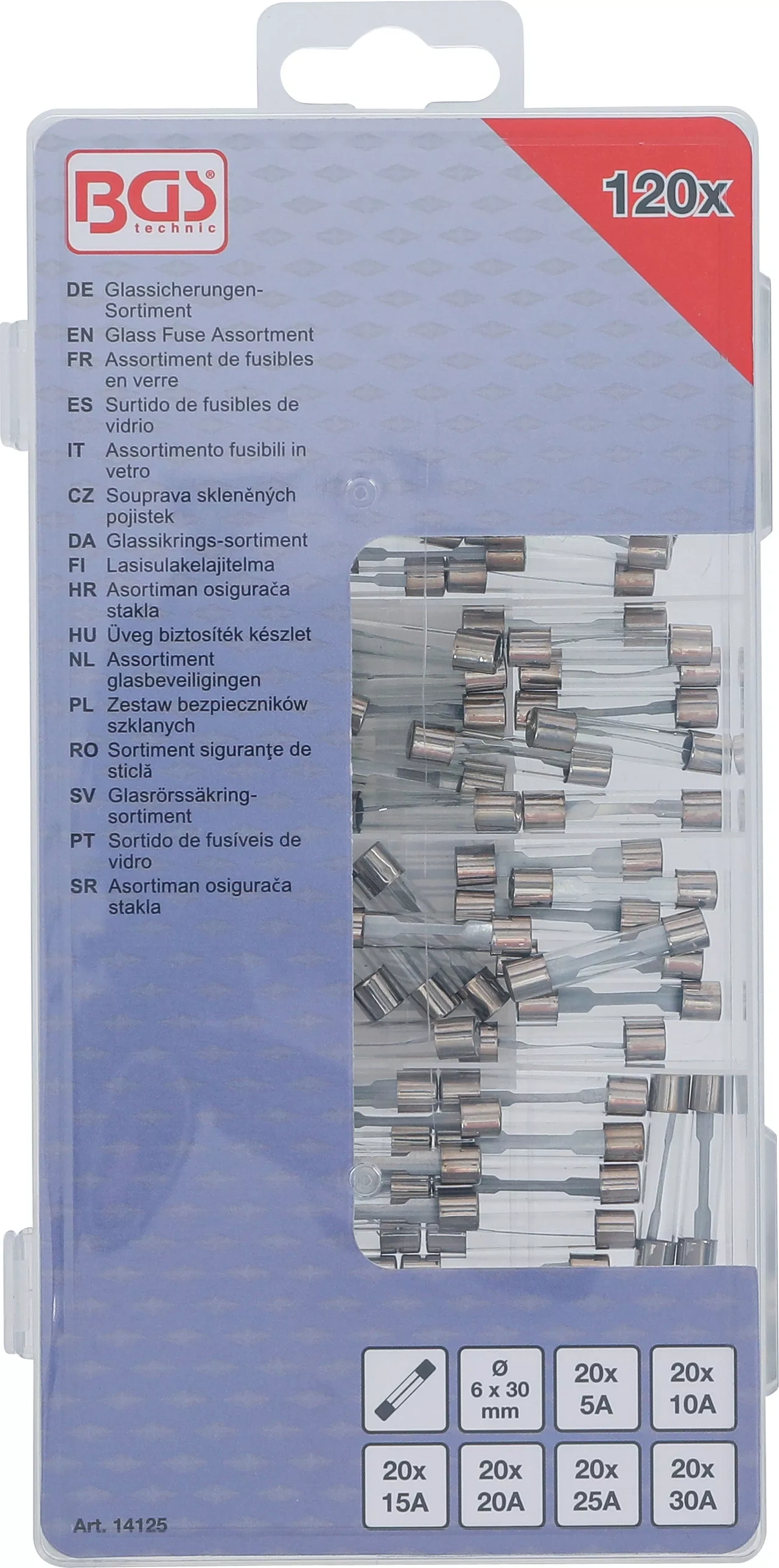 Glasrörssäkring-sortiment | 120 delar