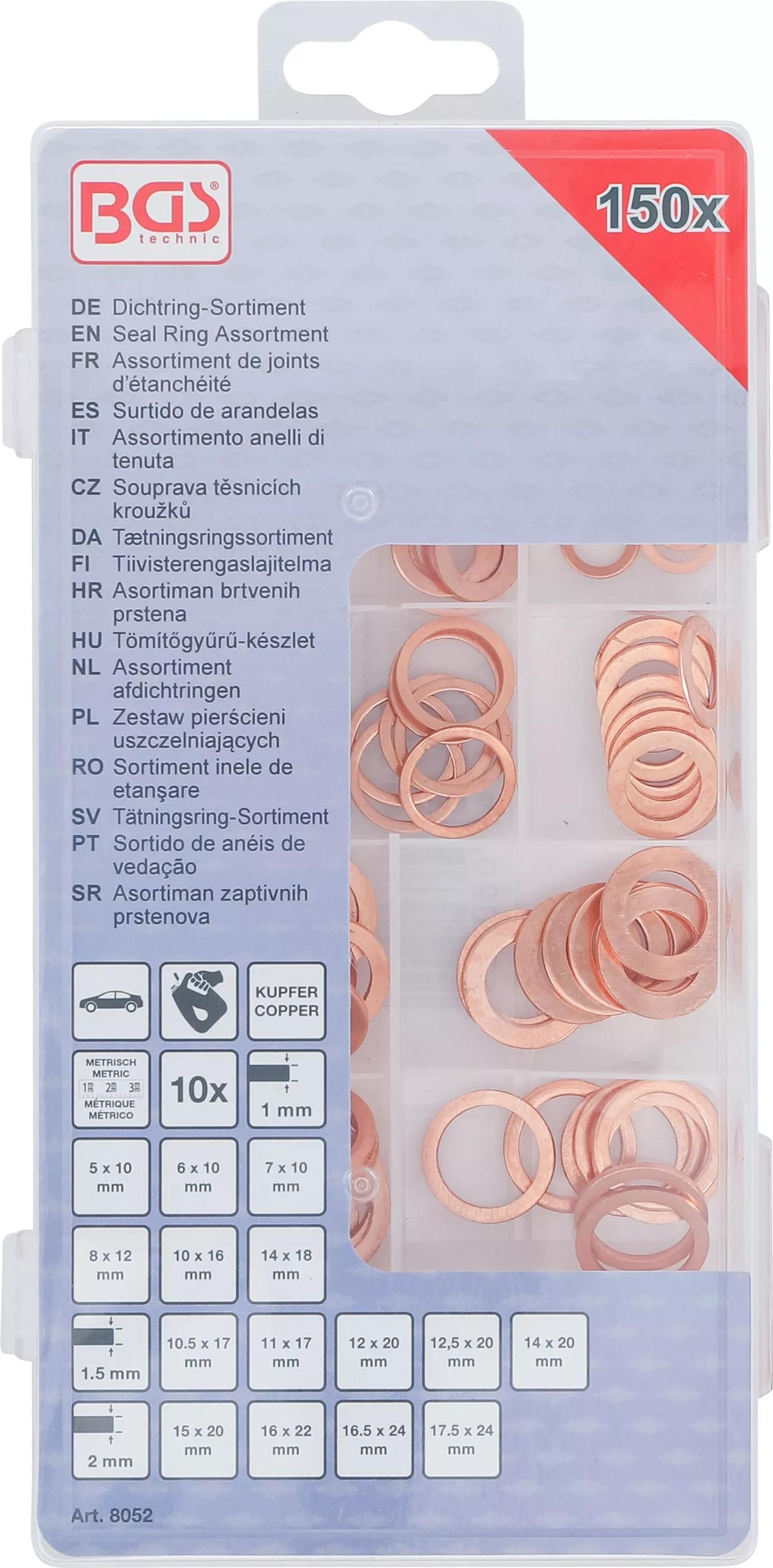 Tätningsring-Sortiment | Koppar | 150 delar