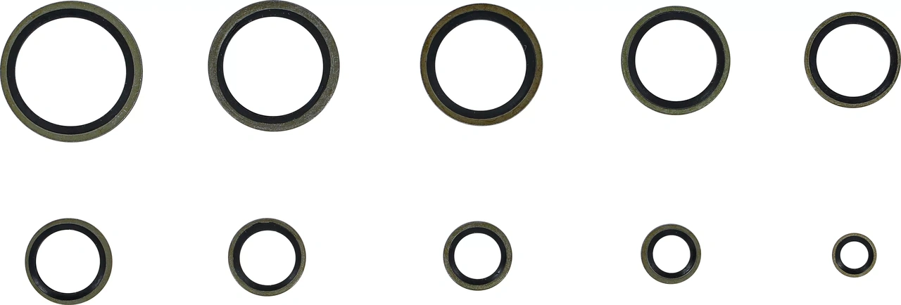 Tätningsring-Sortiment | Metall | Med gummi-tätningsvulst | 150 delar