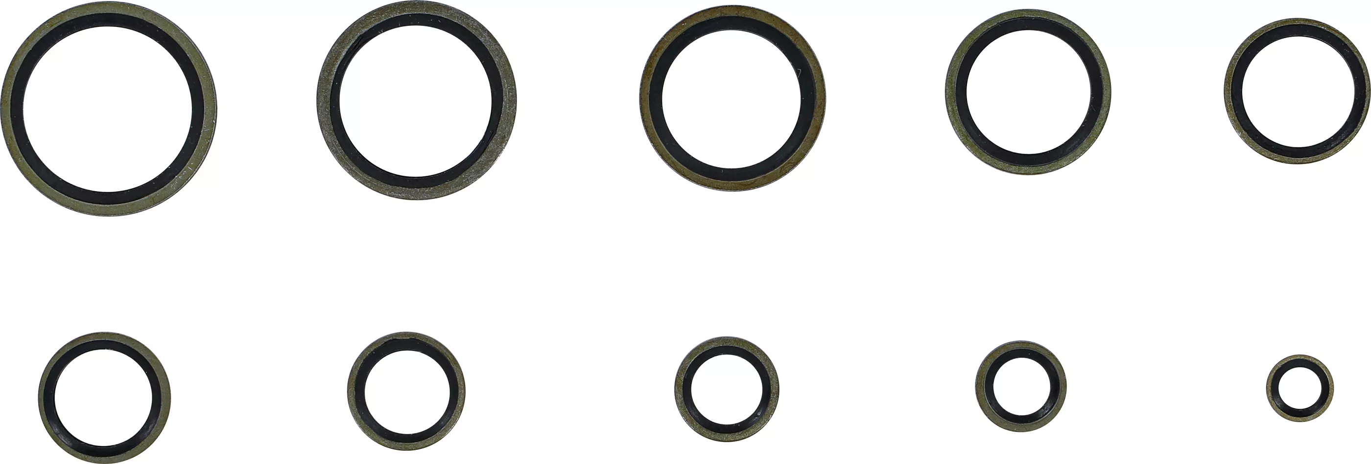 Tätningsring-Sortiment | Metall | Med gummi-tätningsvulst | 150 delar