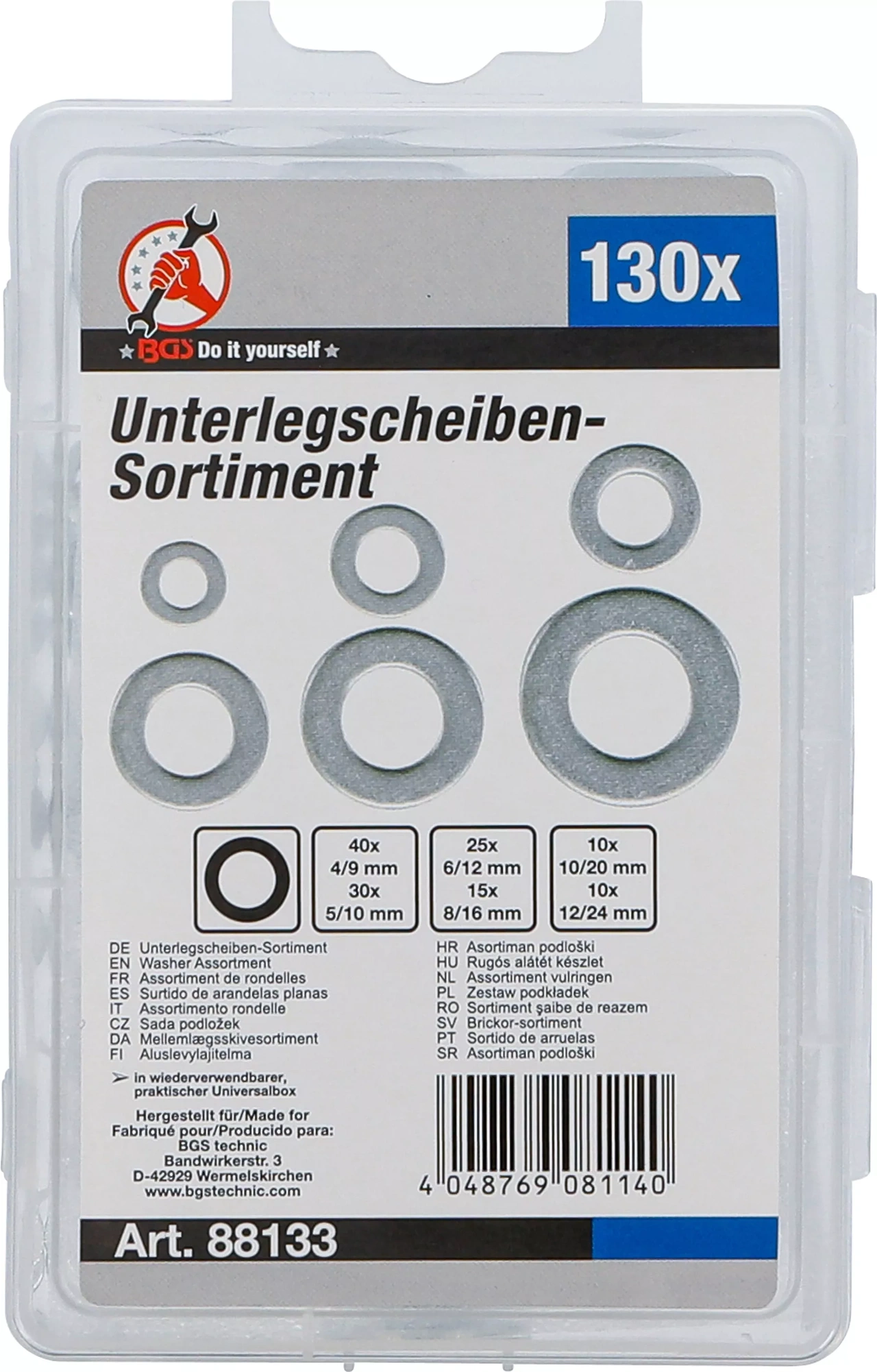 Brickor-Sortiment | Ø 4 - 12 mm (innerdiameter) | 130 delar