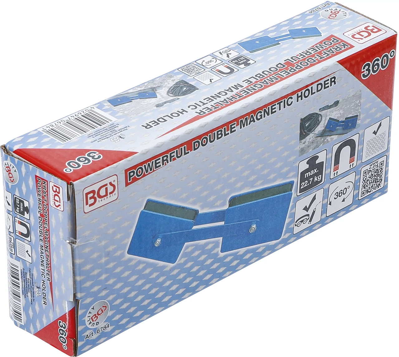 Kraft-dubbelmagnethållare | inställbar vinkel | 22,7 kg