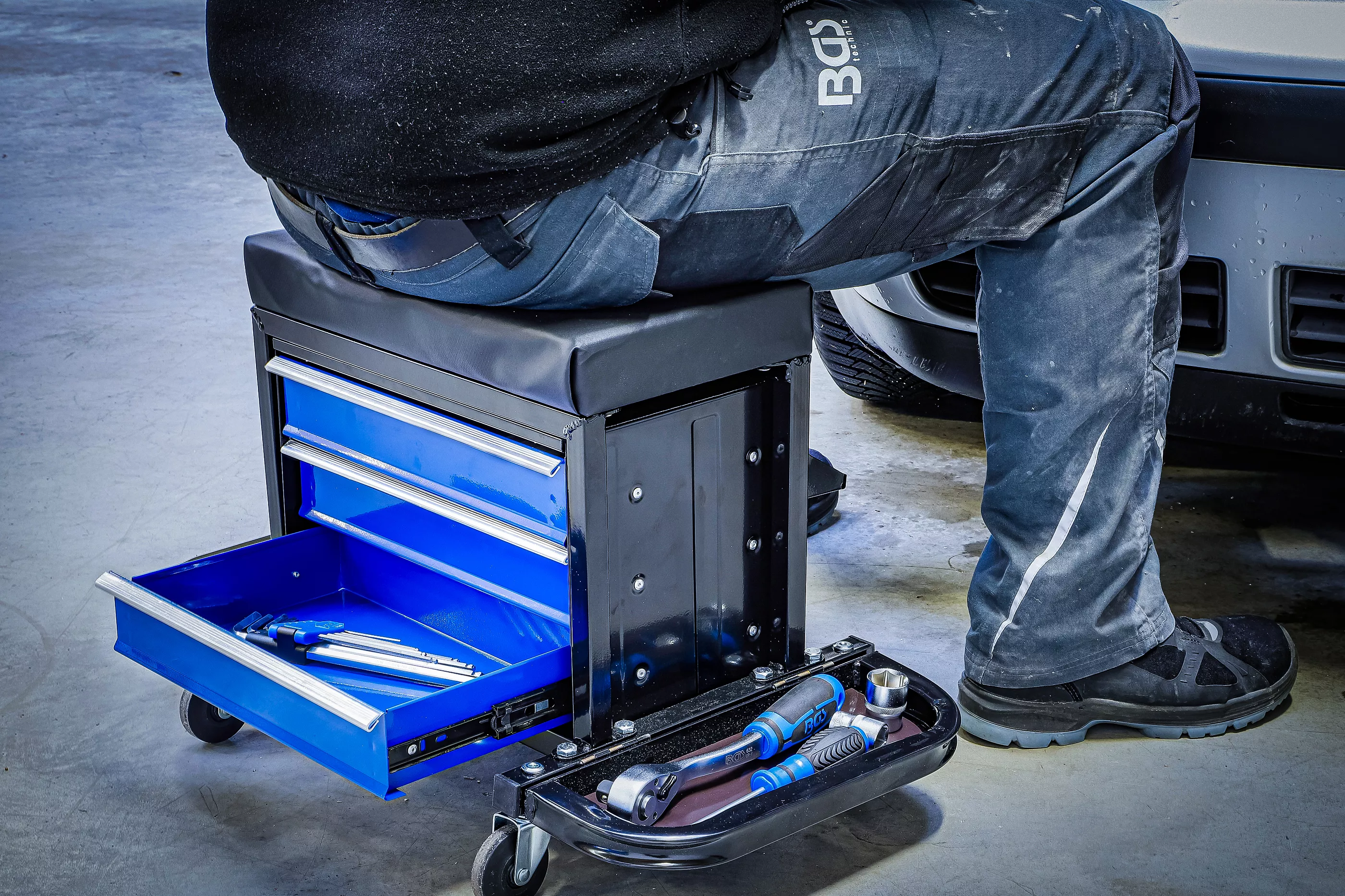 Verkstads-Rullsäte | med 3 lådor