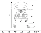 Verkstadsstol | med 4 rullar | höjdinställbar | 540 - 680 mm
