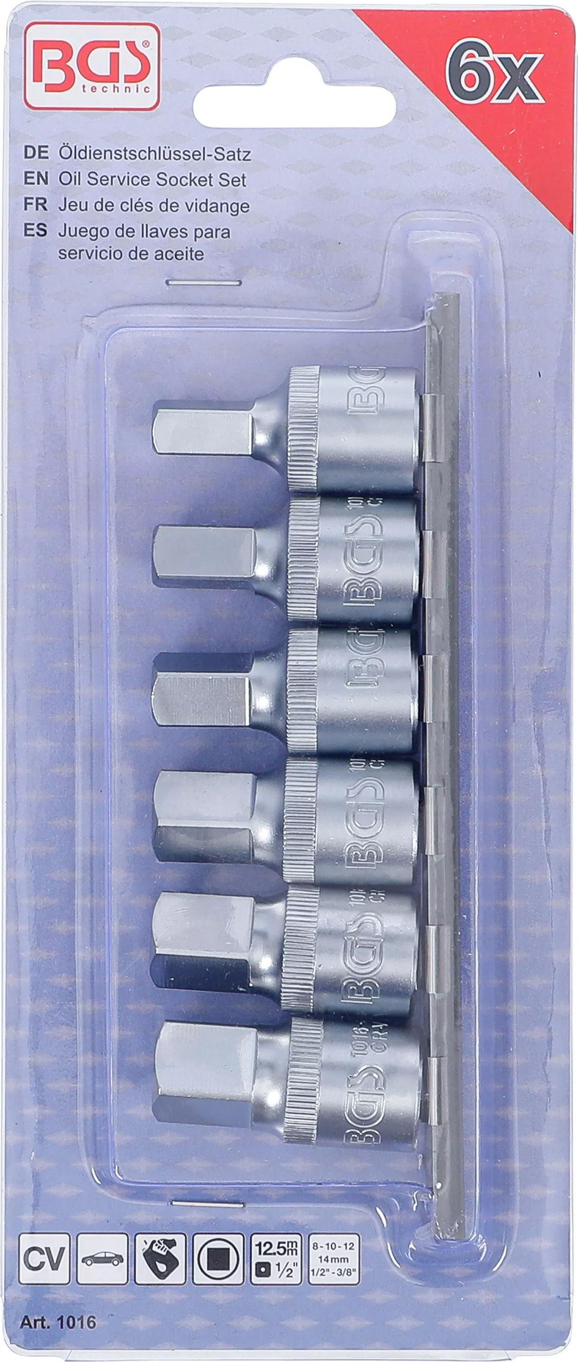 Oljeservicenyckel-sats | 12,5 mm (1/2") | Inre fyrkant | 6 delar