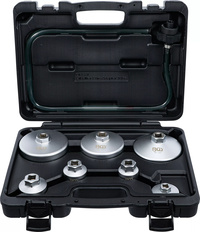 Oljefilternyckel-sats | med oljefilter-avtappningsslang | för VAG, BMW, Citroën, Peugeot, Ford, Mercedes-Benz, Opel, Volvo | 8 delar