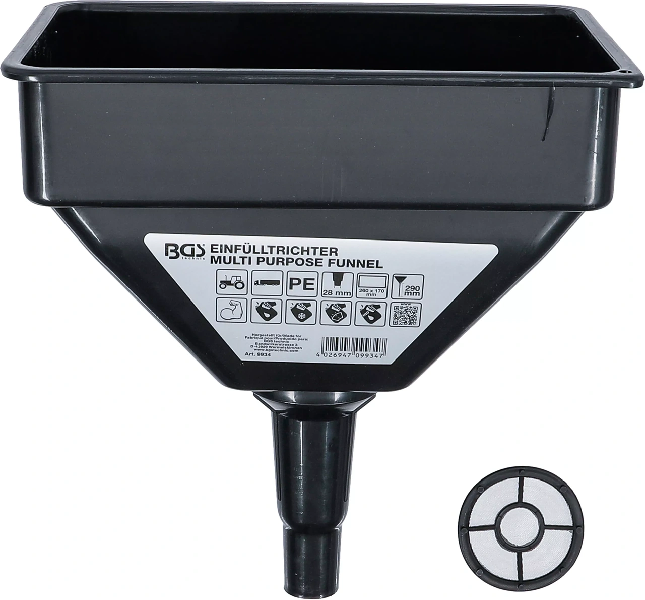 Påfyllningstratt | Tungt utförande | 260 x 170 mm