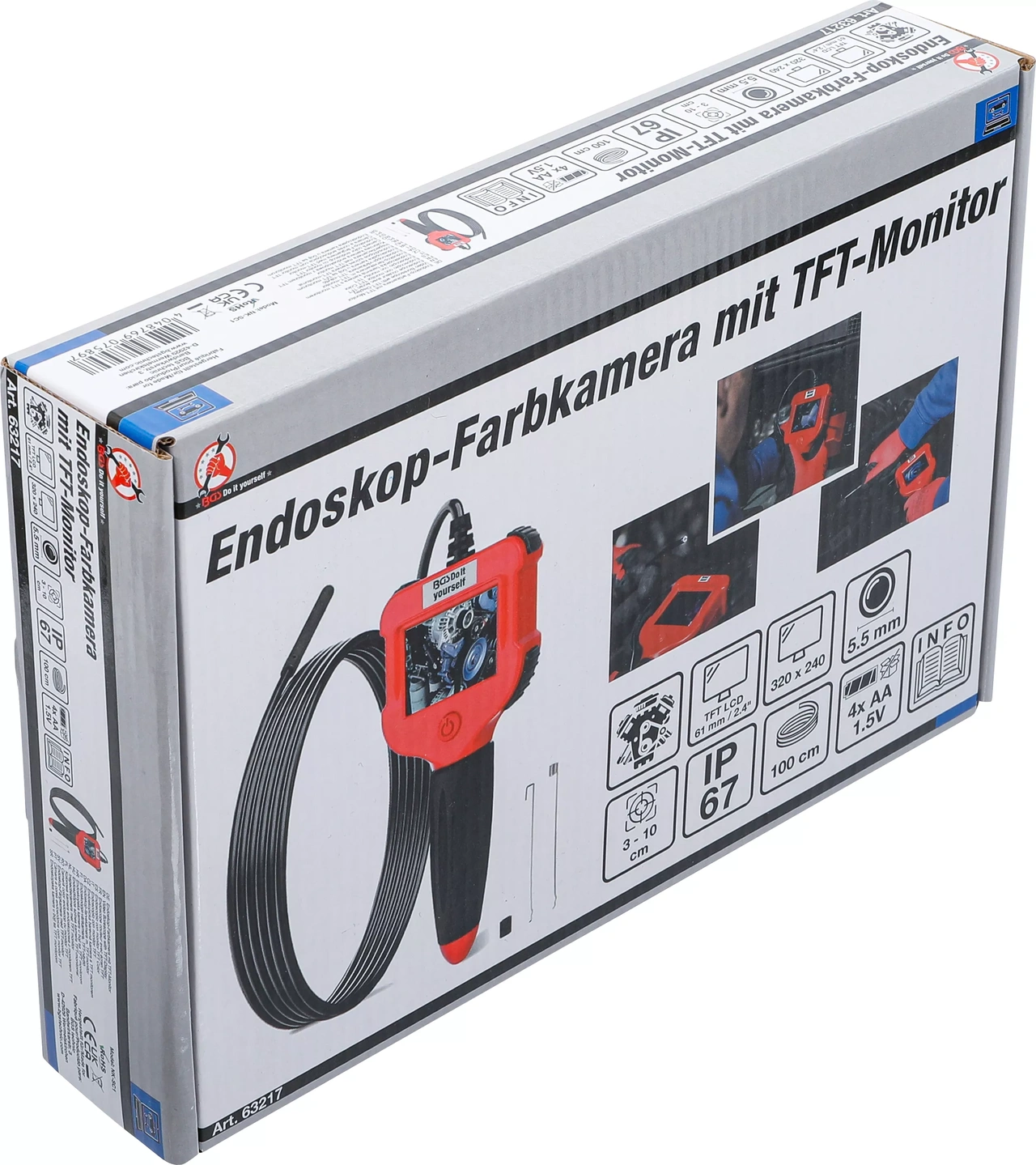 Endoskop-Färgkamera med TFT-monitor | Kamerahuvud Ø 5,5 mm