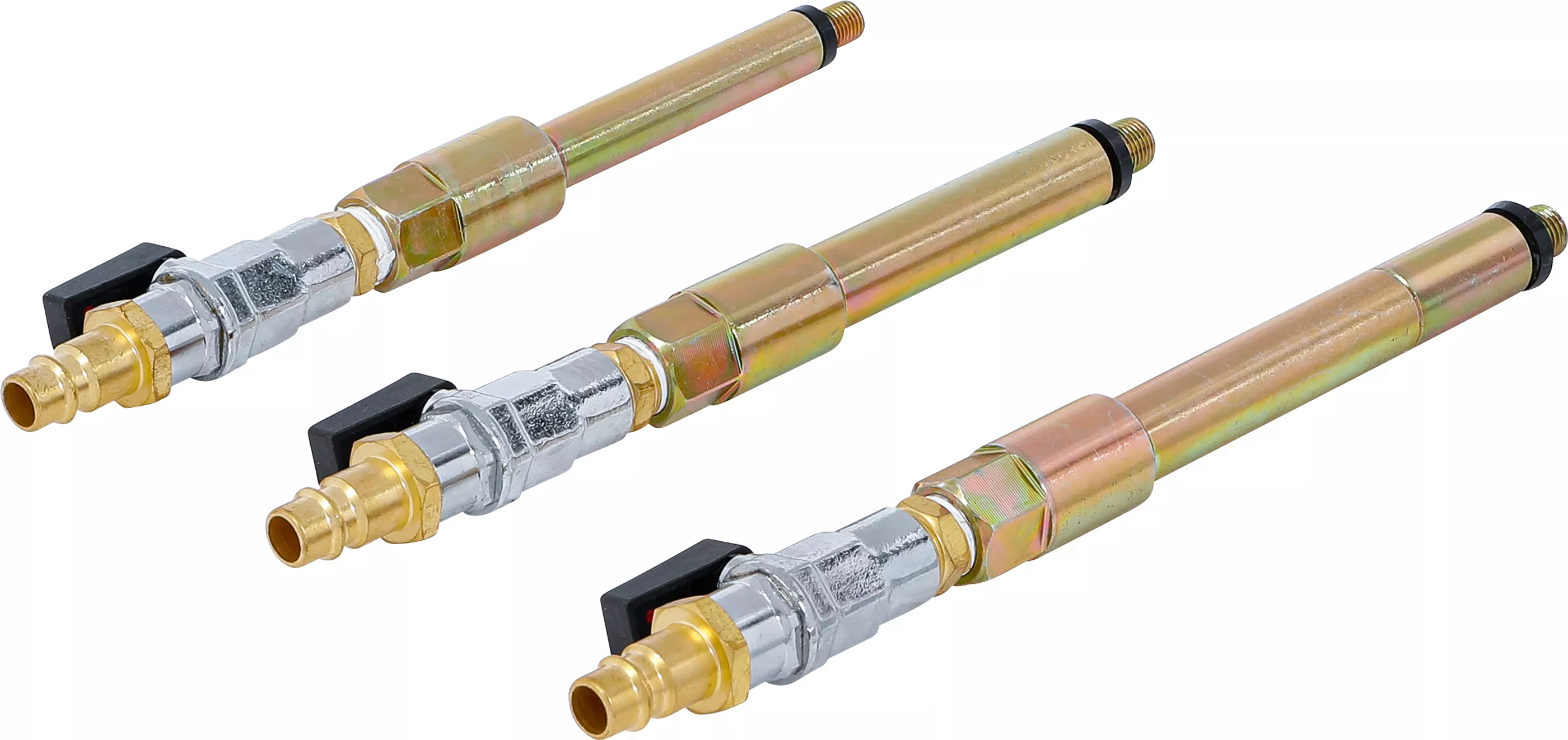 Tryckluftsadapter-sats för glödstiftshål | M8 x 1,0 - M10 x 1,0 - M10 x 1,25 | 3 delar