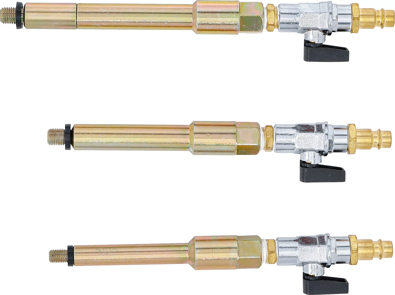 Tryckluftsadapter-sats för glödstiftshål | M8 x 1,0 - M10 x 1,0 - M10 x 1,25 | 3 delar