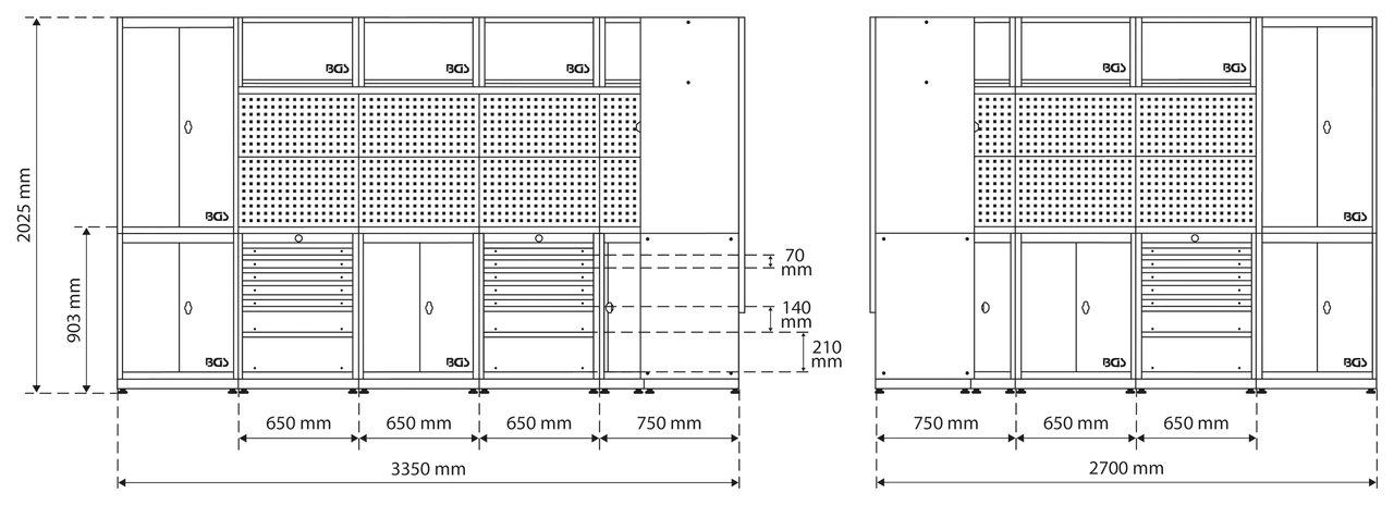 Skåpvägg-system | Verkstad | Trä | 8 moduler