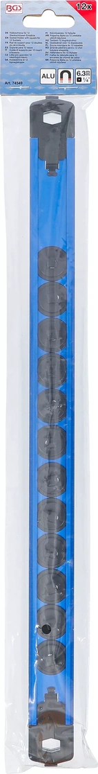 Hållarskena för 12 Hylsor | Magnetisk | för 6,3 mm (1/4")